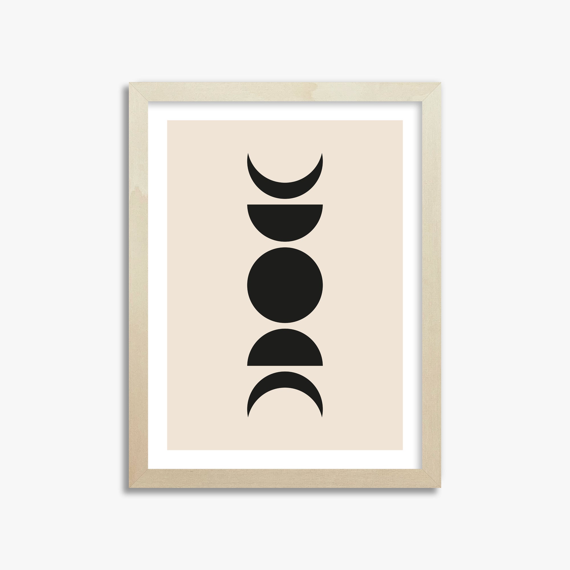 Lunar Phases, 30x40cm Framed Art Reproduction With Lime Wood Frame