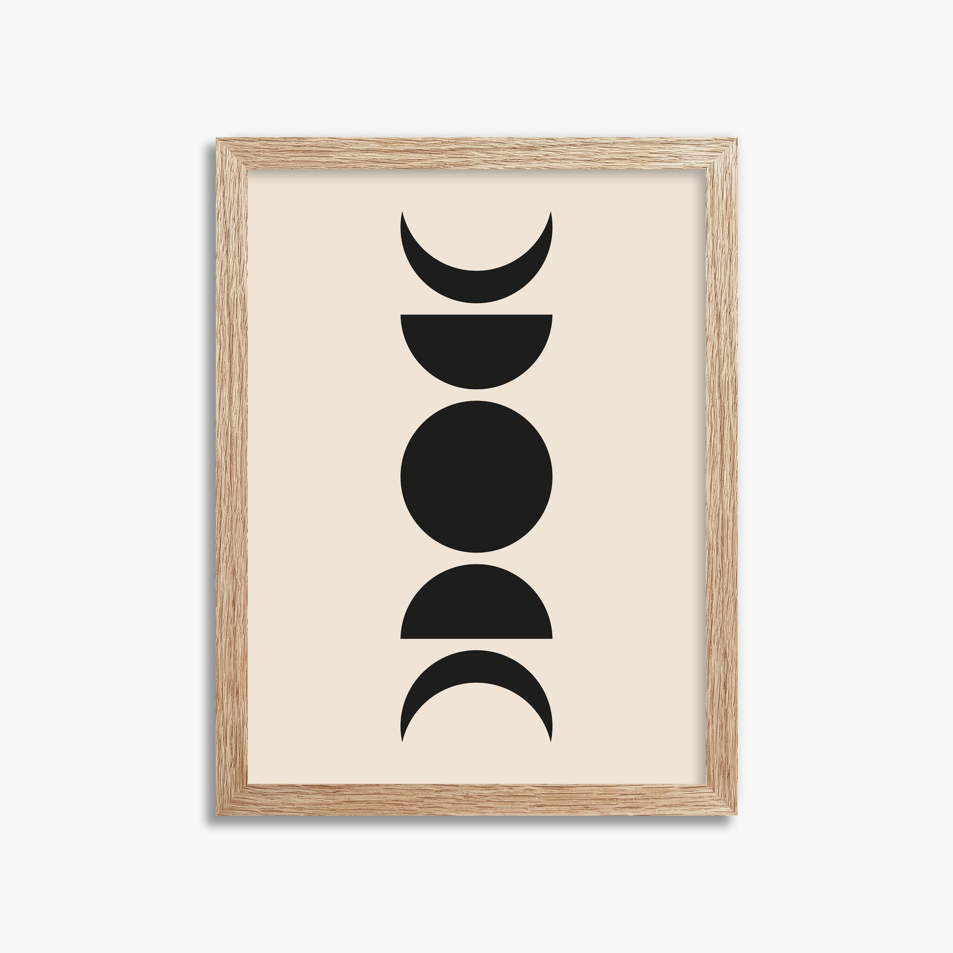 Lunar Phases, 30x40cm Framed Art Reproduction With Raw Oak Frame