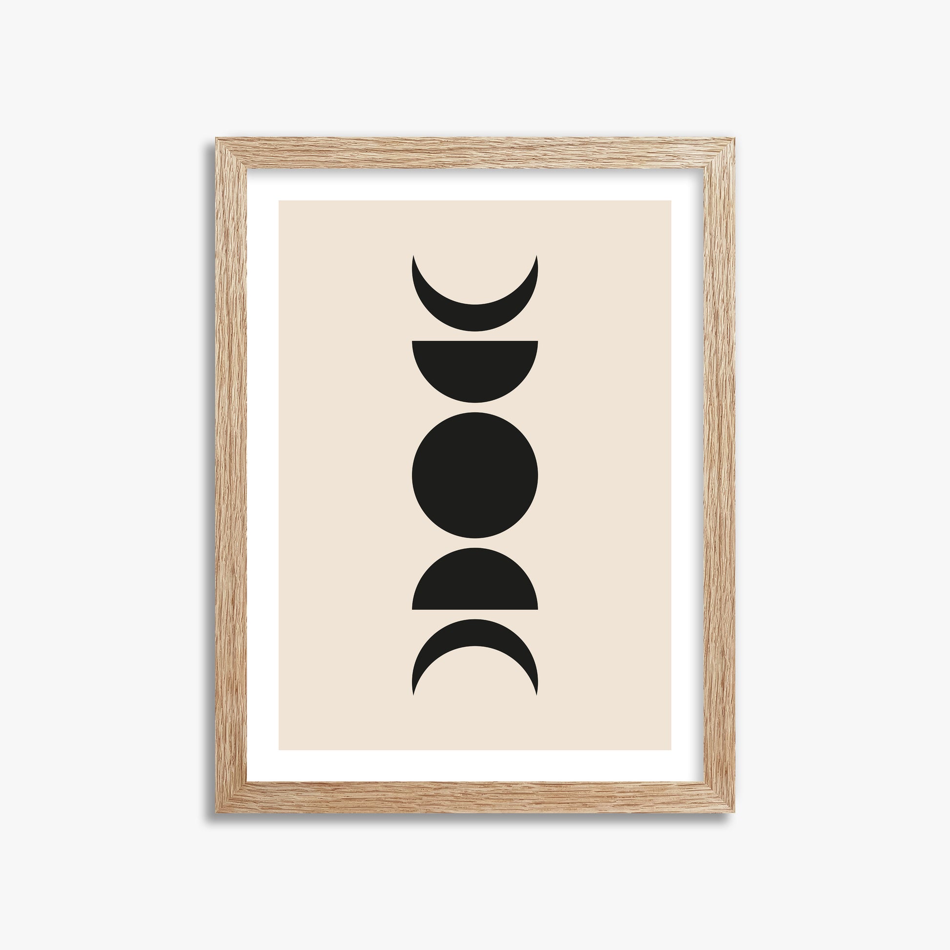 Lunar Phases, 30x40cm Framed Art Reproduction With Raw Oak Frame