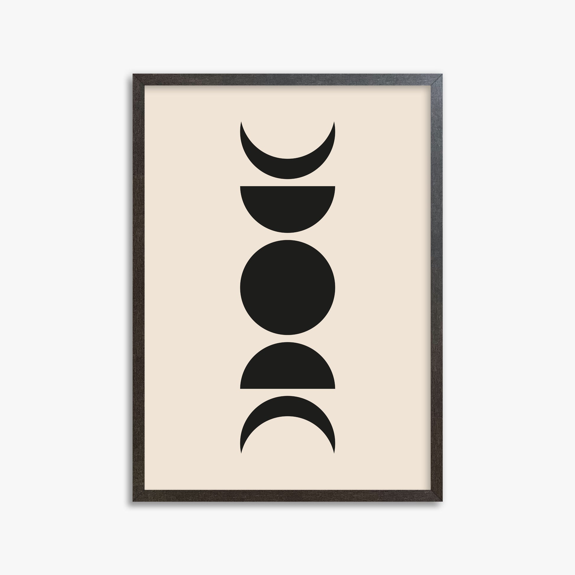 Lunar Phases, 50x70cm Framed Art Reproduction With Espresso Frame