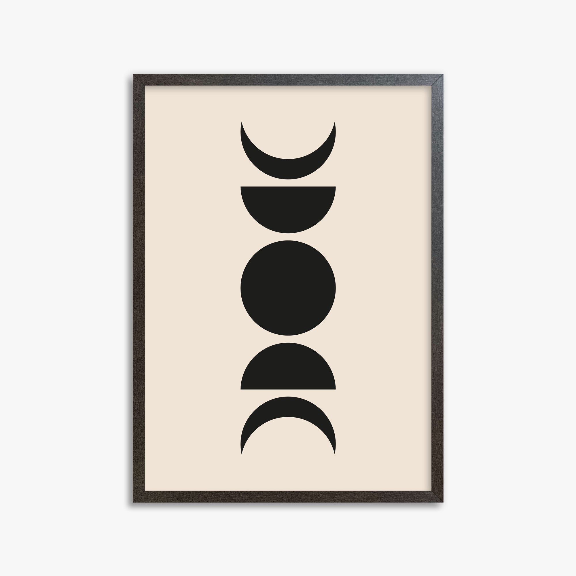 Lunar Phases, 50x70cm Framed Art Reproduction With Espresso Frame