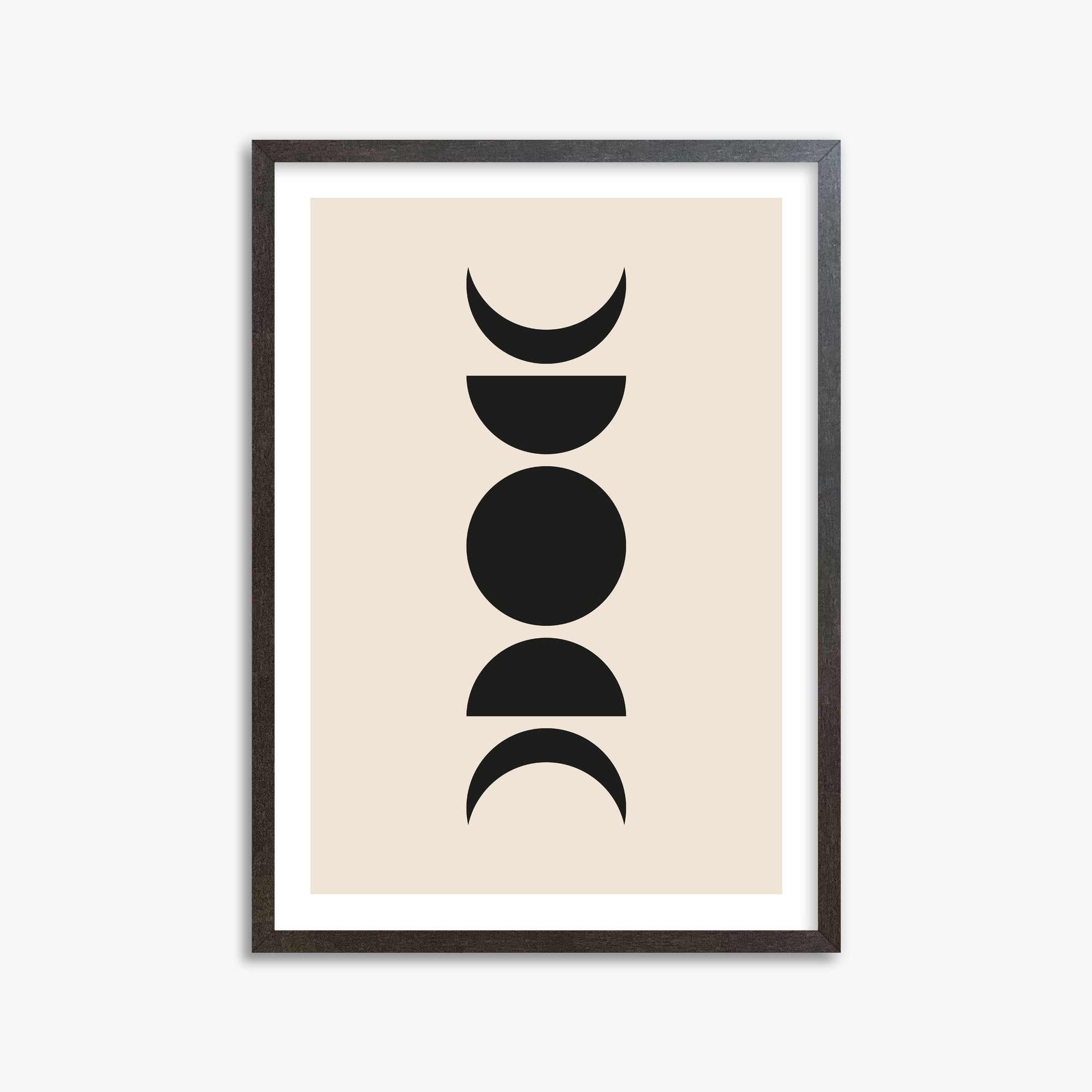 Lunar Phases, 50x70cm Framed Art Reproduction With Espresso Frame