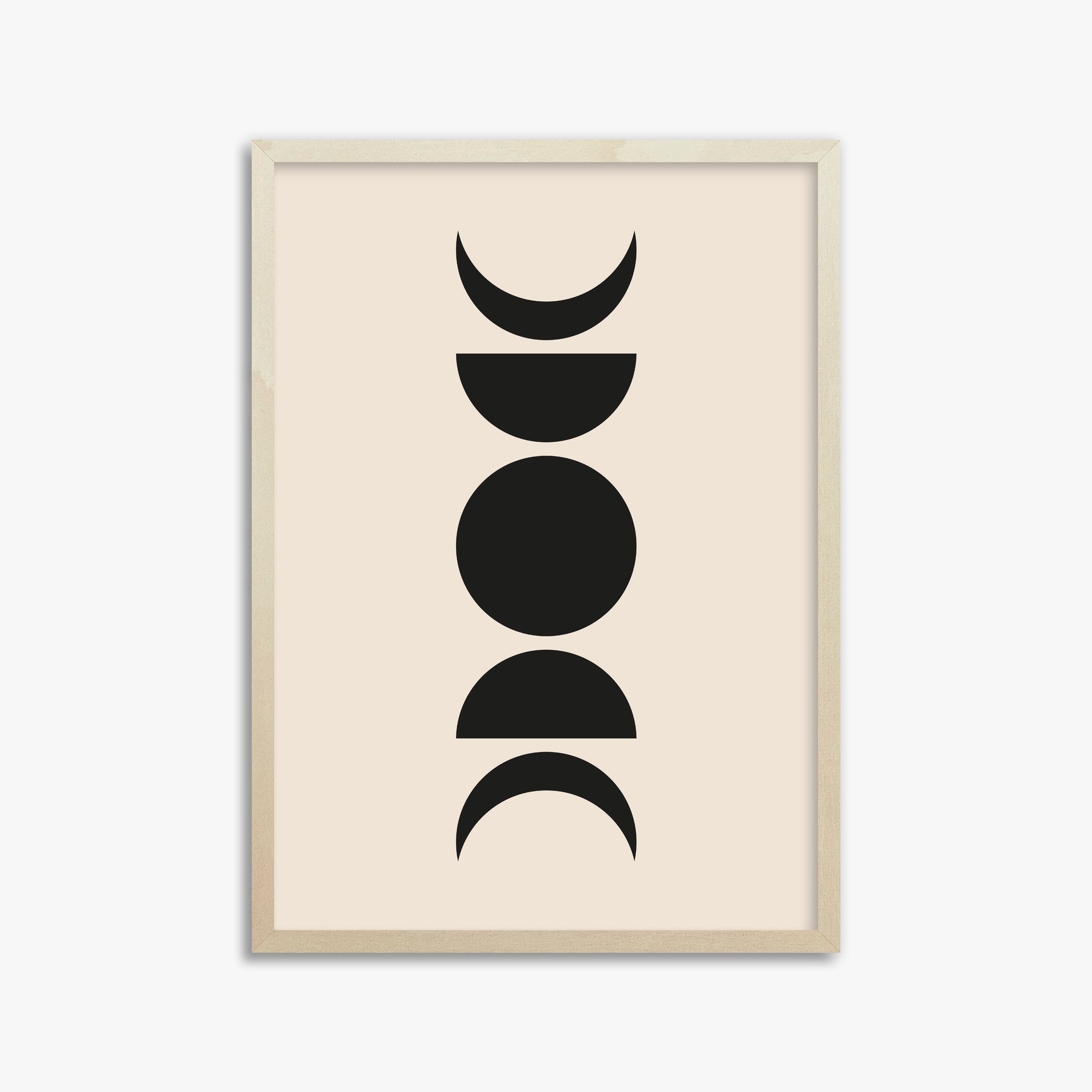 Lunar Phases, 50x70cm Framed Art Reproduction With Lime Wood Frame