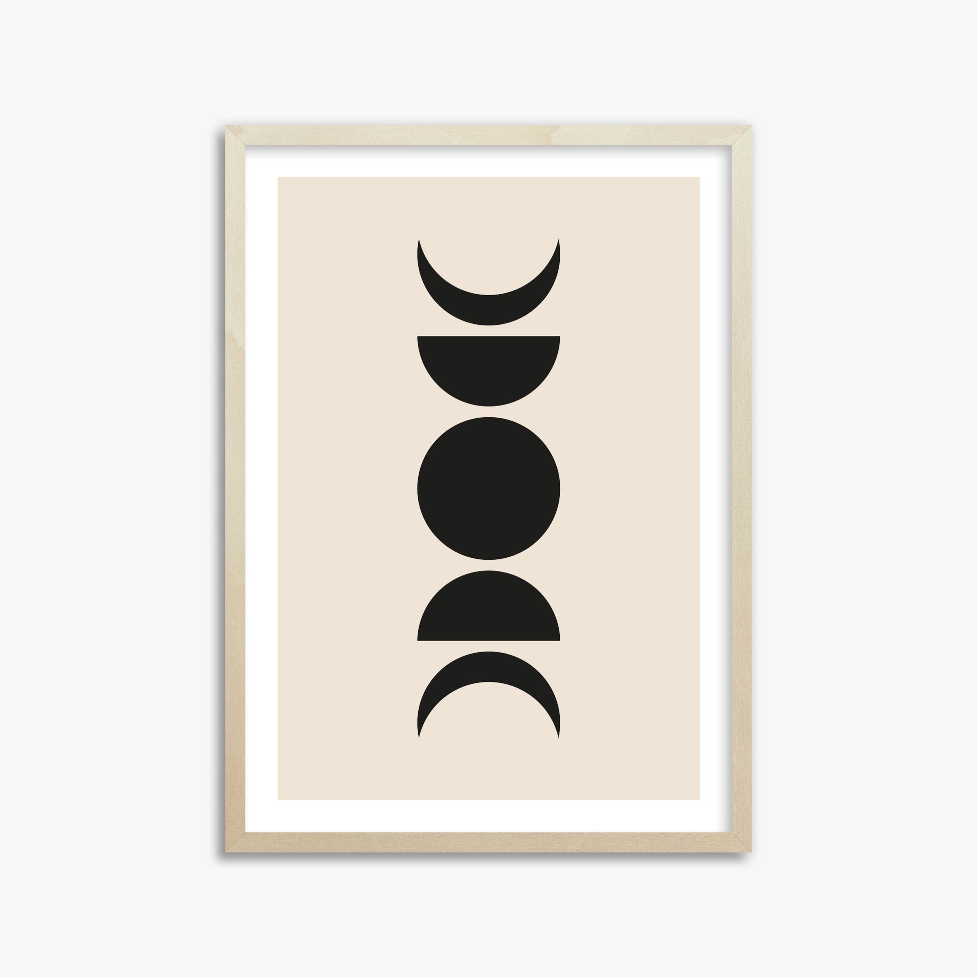 Lunar Phases, 50x70cm Framed Art Reproduction With Lime Wood Frame