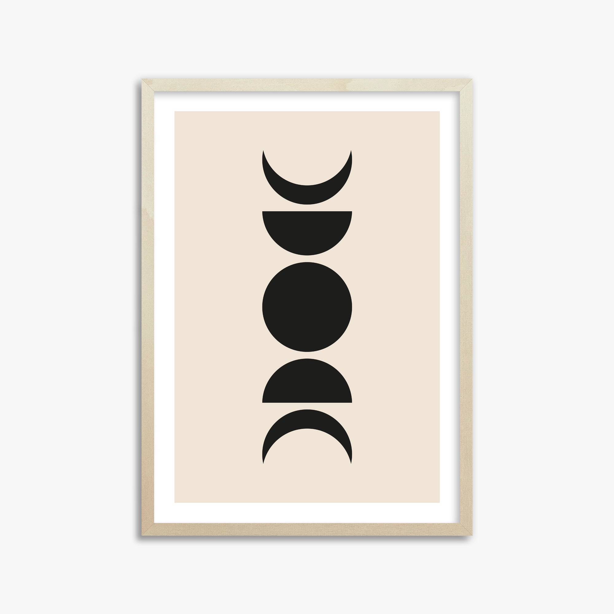 Lunar Phases, 50x70cm Framed Art Reproduction With Lime Wood Frame