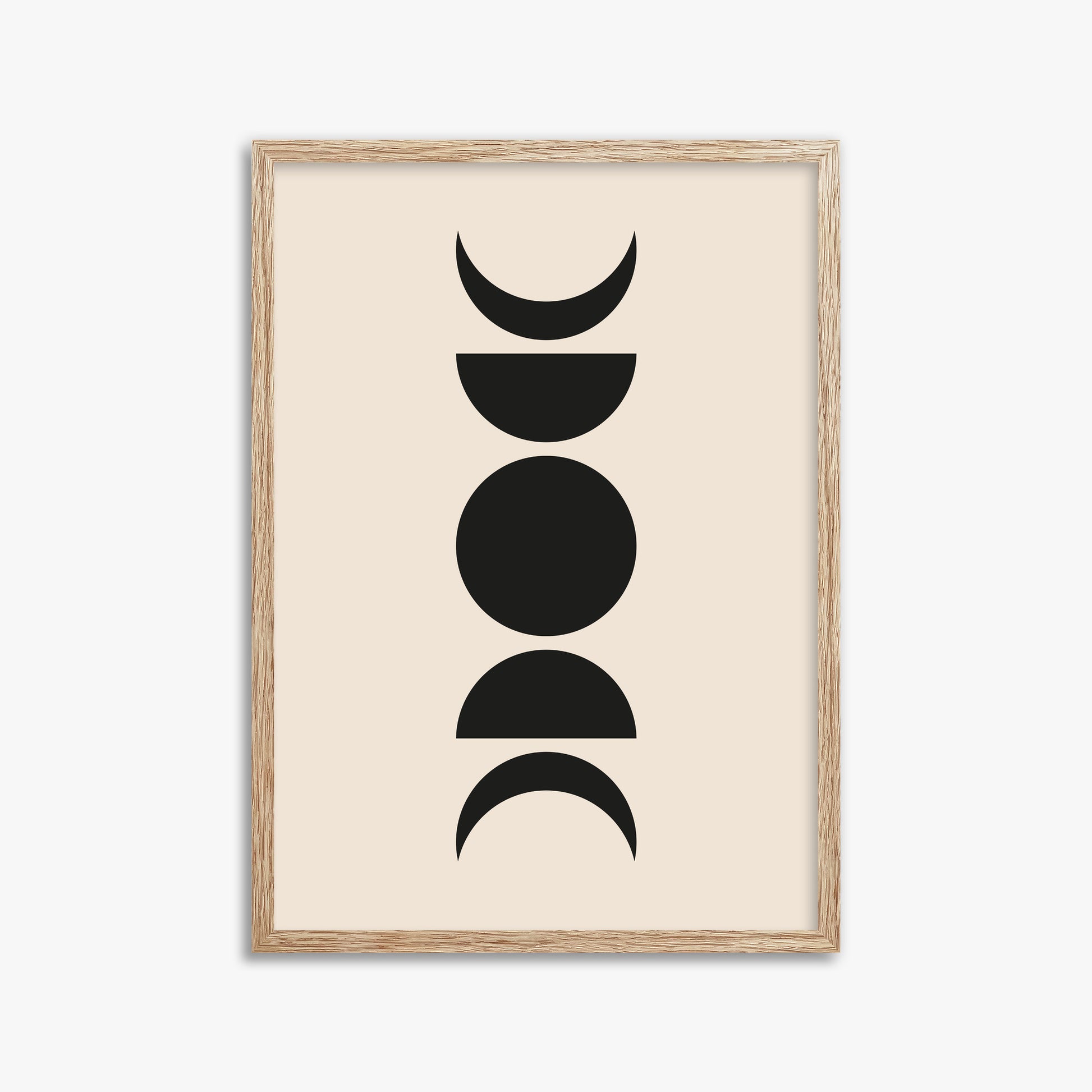 Lunar Phases, 50x70cm Framed Art Reproduction With Raw Oak Frame