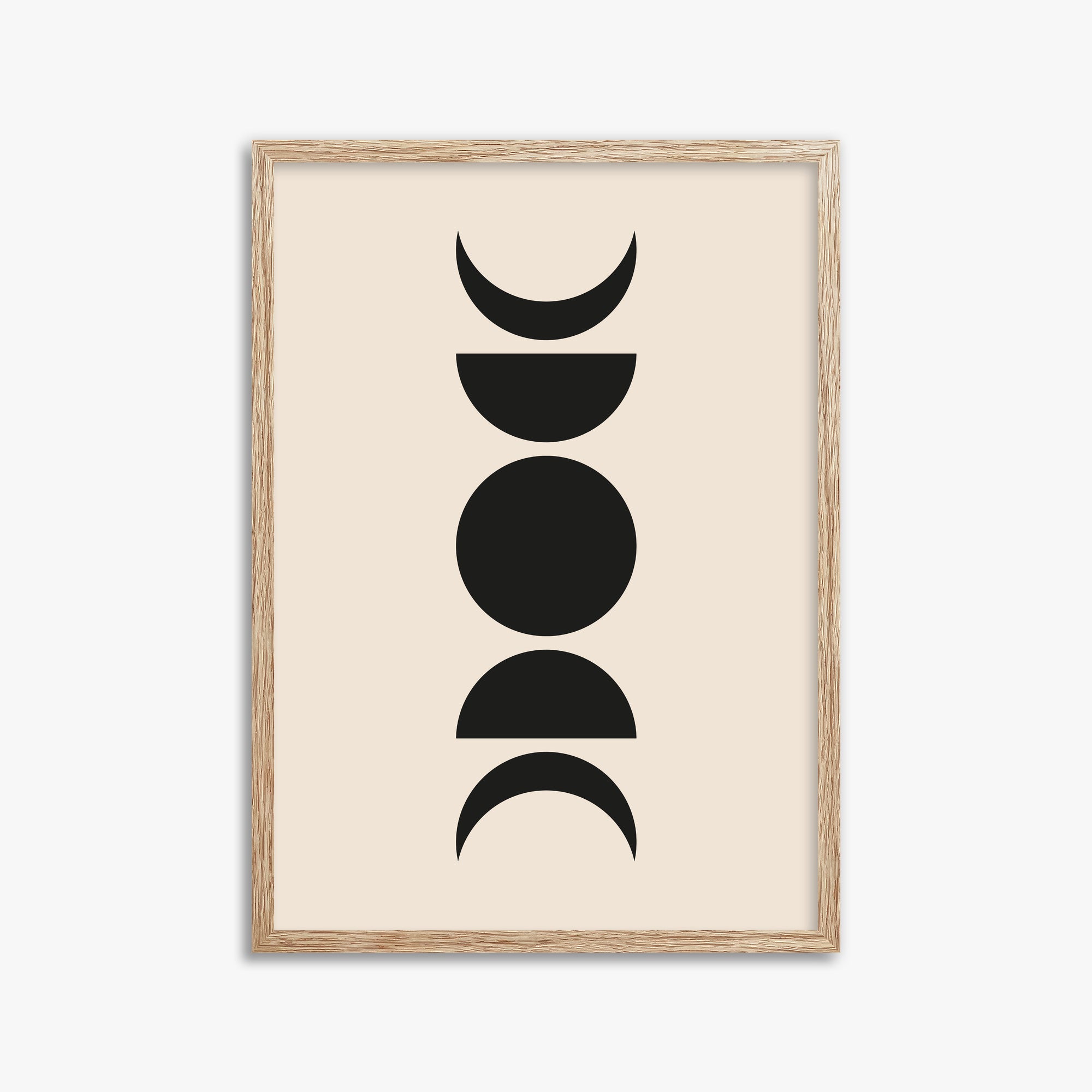 Lunar Phases, 50x70cm Framed Art Reproduction With Raw Oak Frame