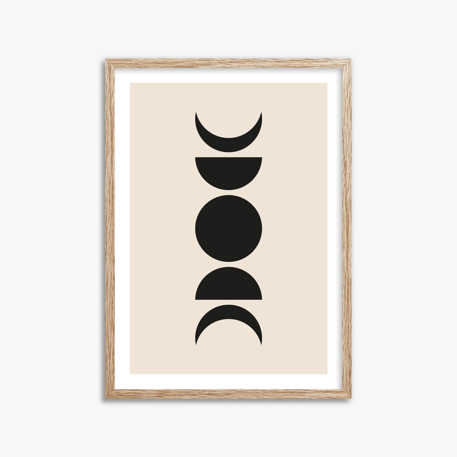 Lunar Phases, 50x70cm Framed Art Reproduction With Raw Oak Frame