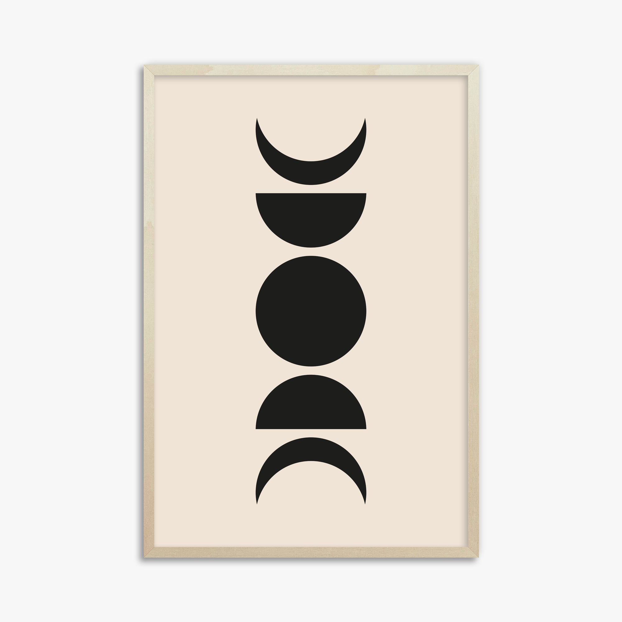Lunar Phases, 61x91cm Framed Art Reproduction With Lime Wood Frame