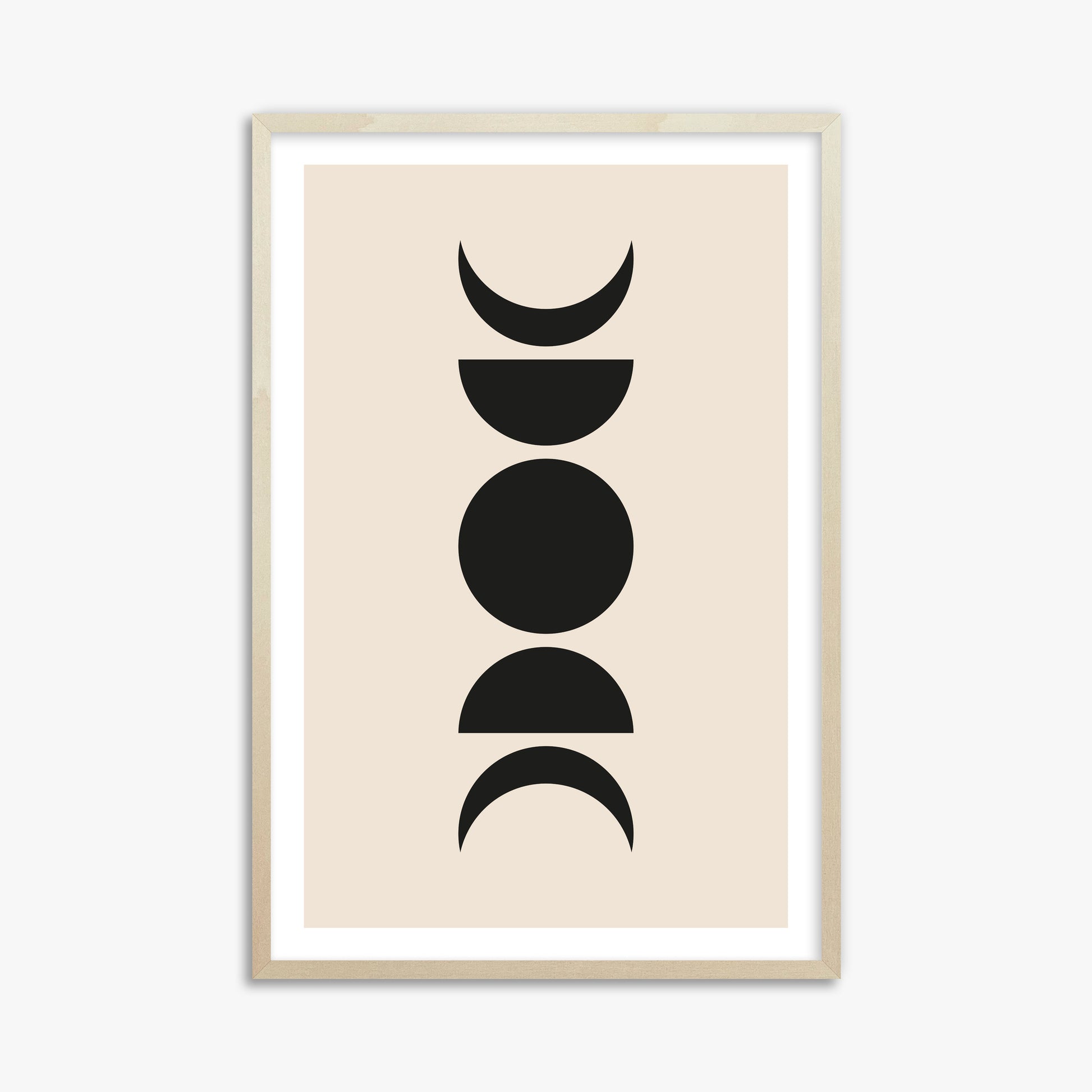 Lunar Phases, 61x91cm Framed Art Reproduction With Lime Wood Frame