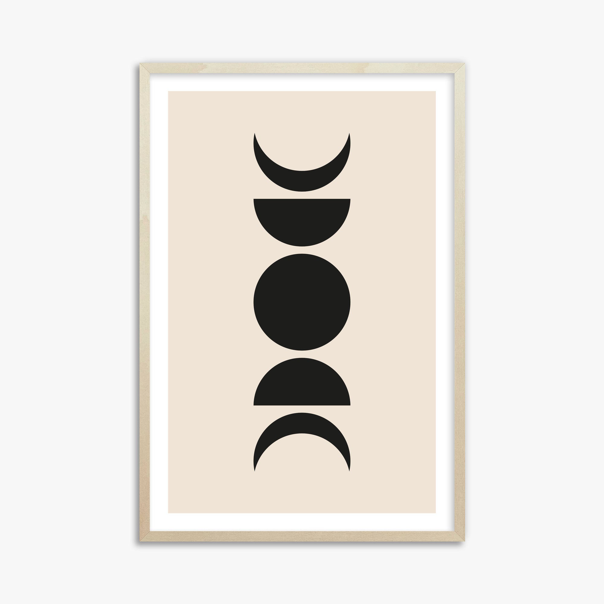 Lunar Phases, 61x91cm Framed Art Reproduction With Lime Wood Frame