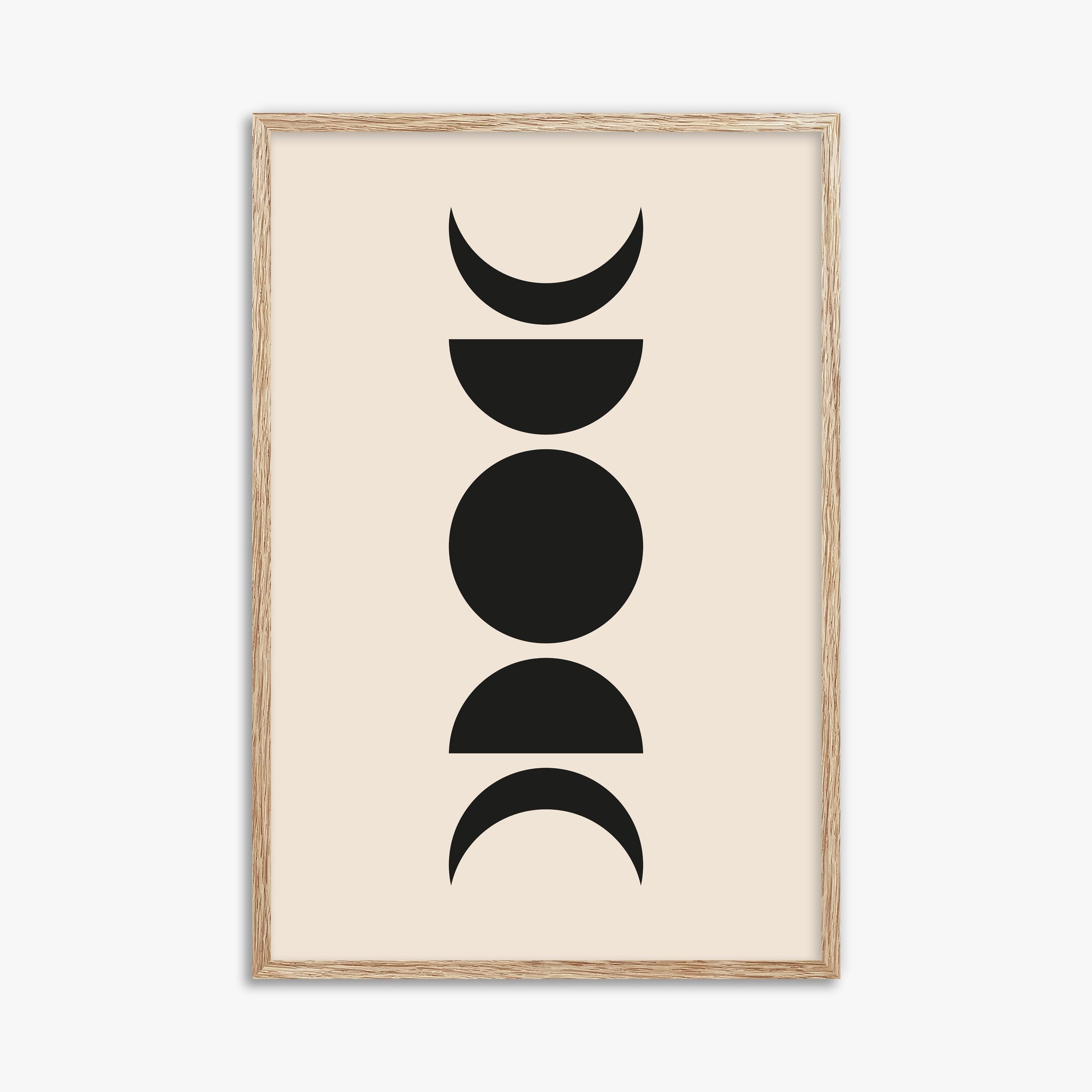 Lunar Phases, 61x91cm Framed Art Reproduction With Raw Oak Frame