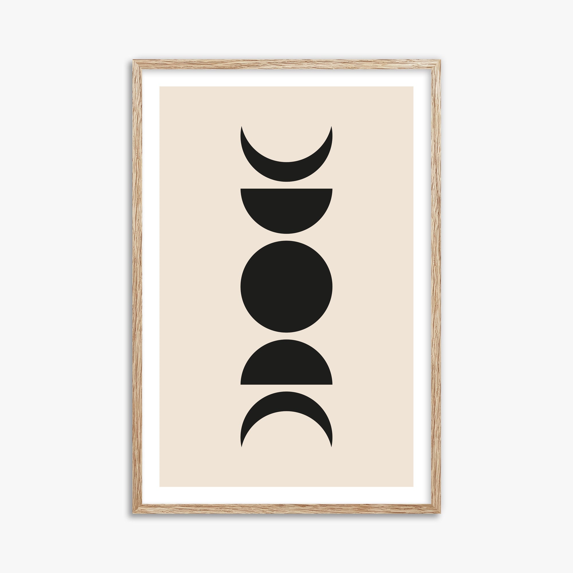 Lunar Phases, 61x91cm Framed Art Reproduction With Raw Oak Frame