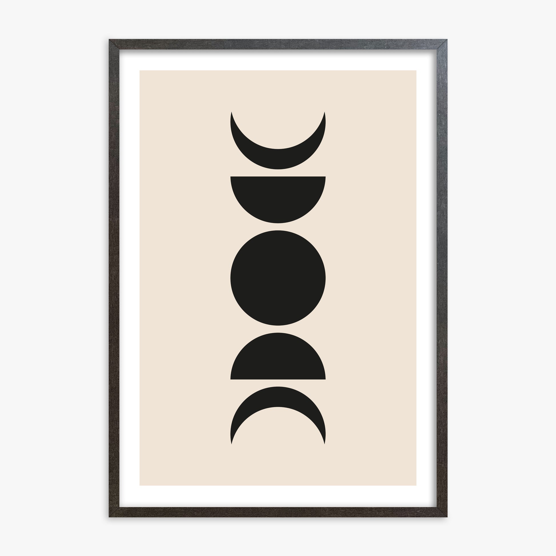 Lunar Phases, 70x100cm Framed Art Reproduction With Espresso Frame