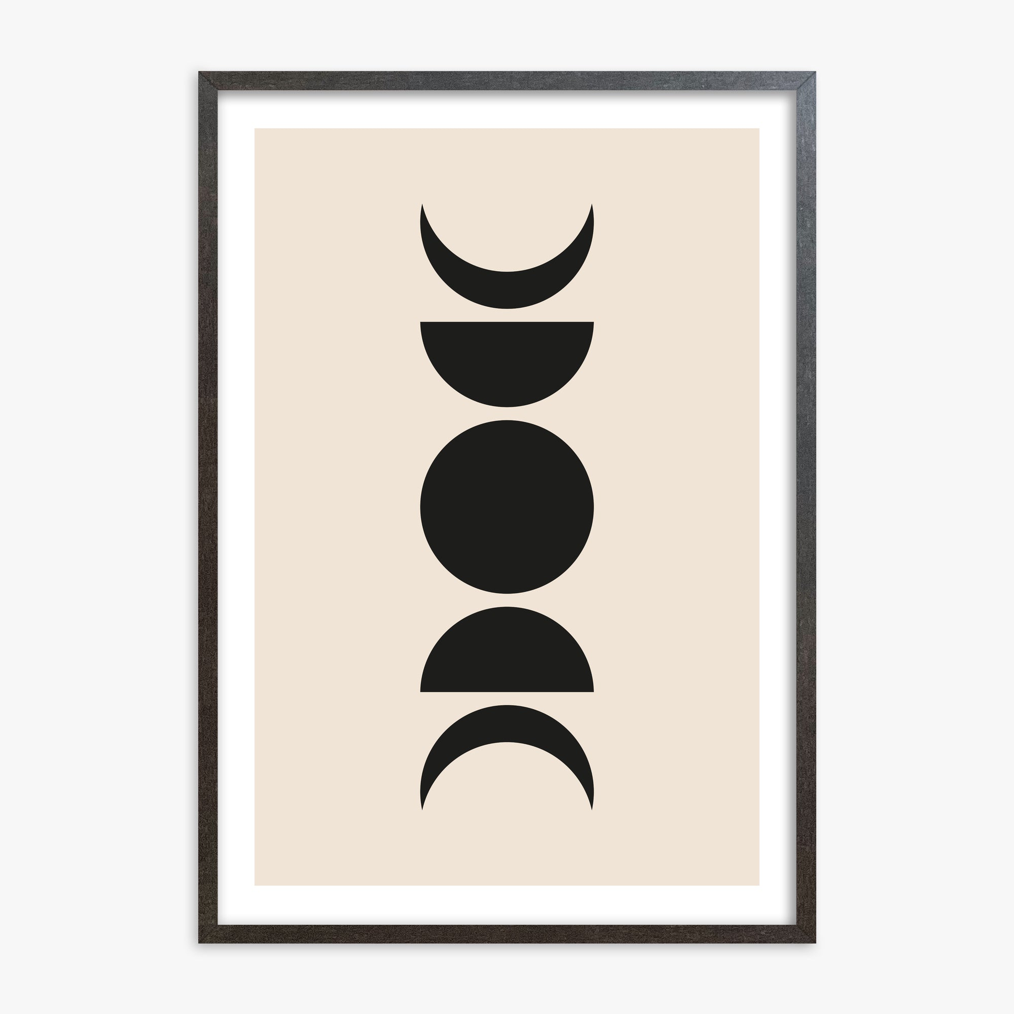 Lunar Phases, 70x100cm Framed Art Reproduction With Espresso Frame
