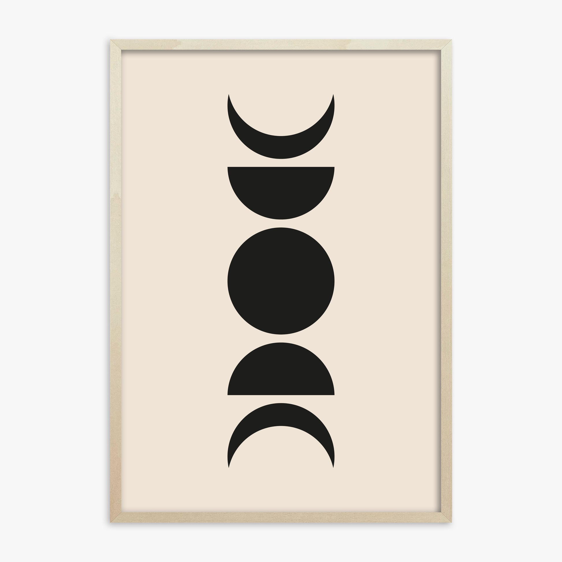 Lunar Phases, 70x100cm Framed Art Reproduction With Lime Wood Frame
