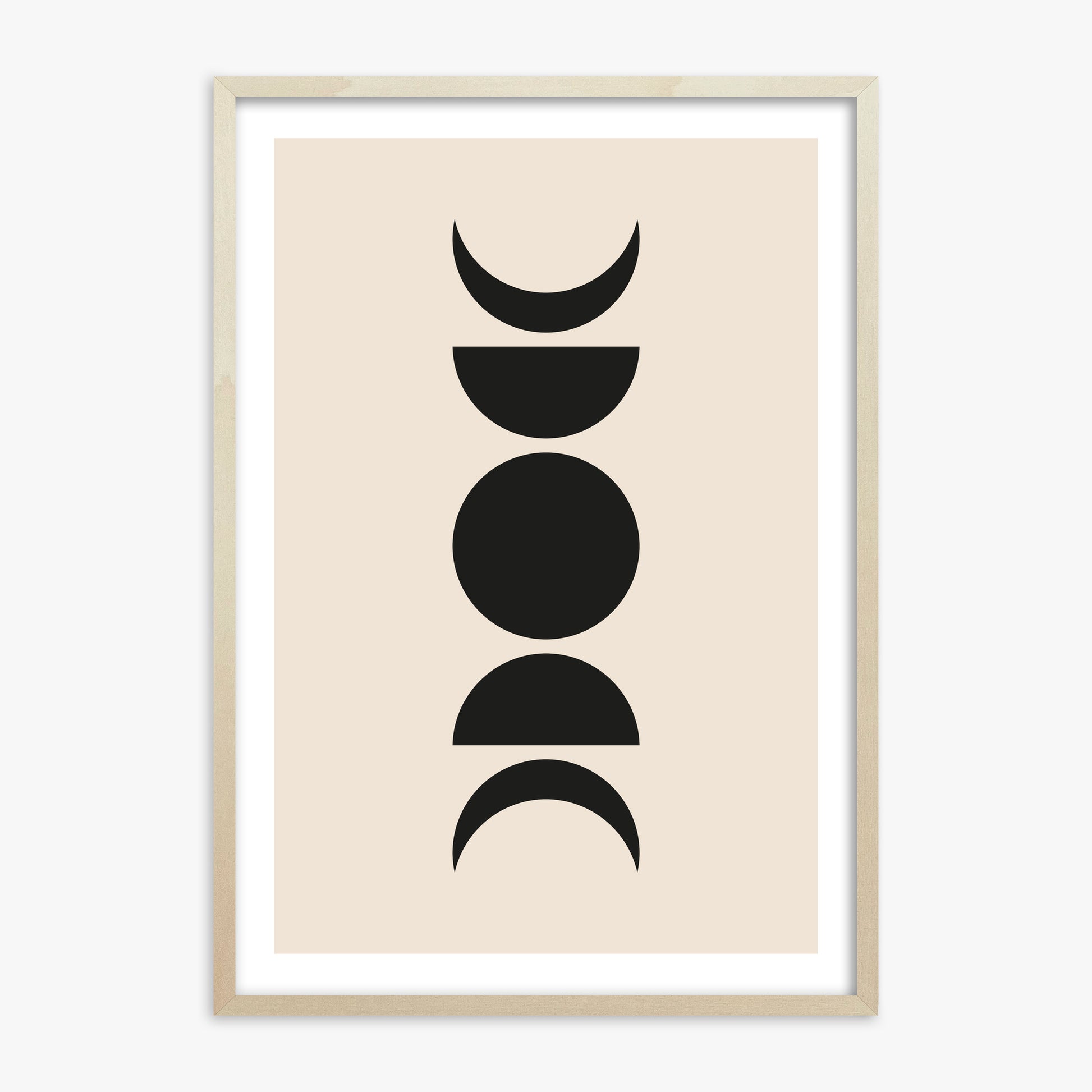Lunar Phases, 70x100cm Framed Art Reproduction With Lime Wood Frame