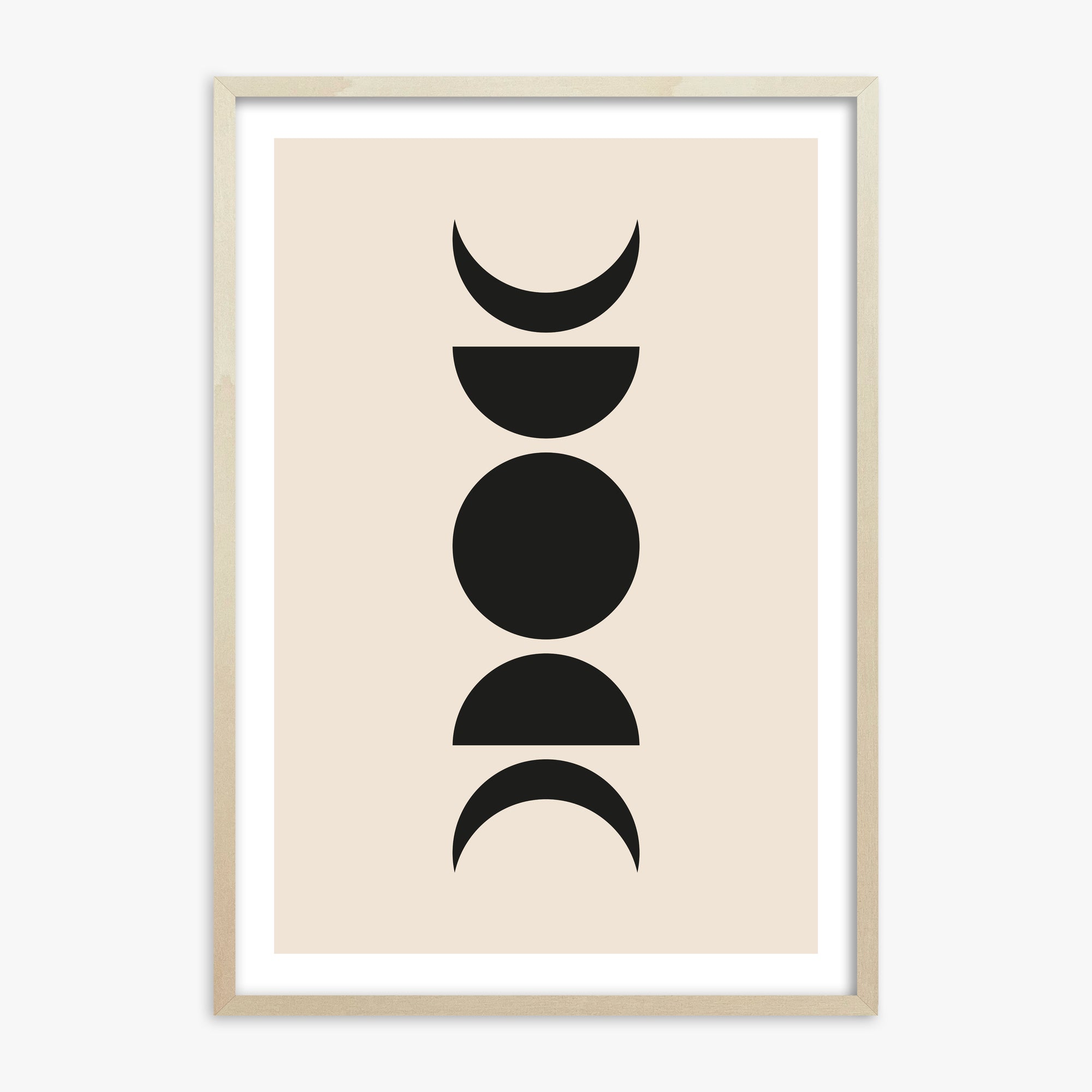 Lunar Phases, 70x100cm Framed Art Reproduction With Lime Wood Frame