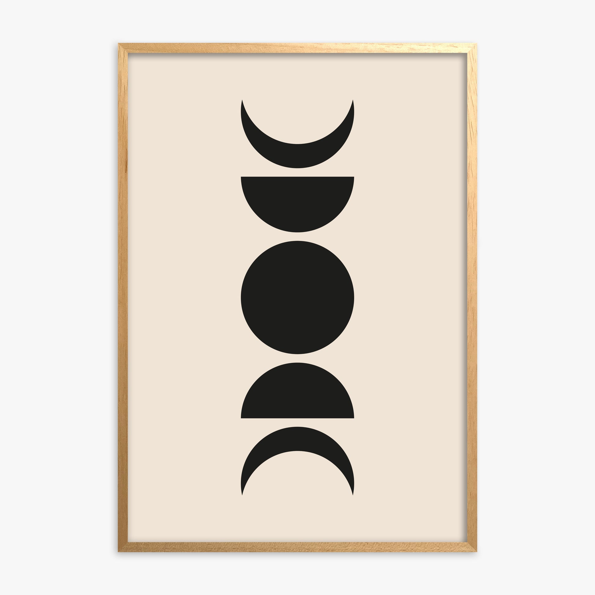 Lunar Phases, Oak Framed Poster With Oak Frame