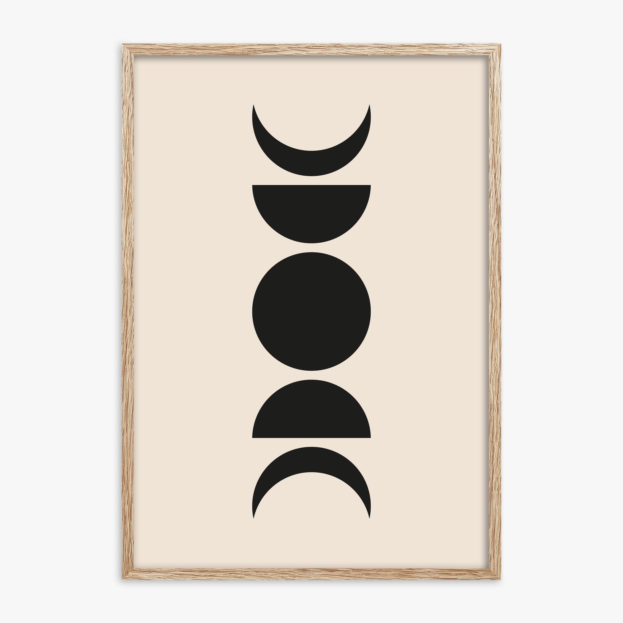 Lunar Phases, 70x100cm Framed Art Reproduction With Raw Oak Frame