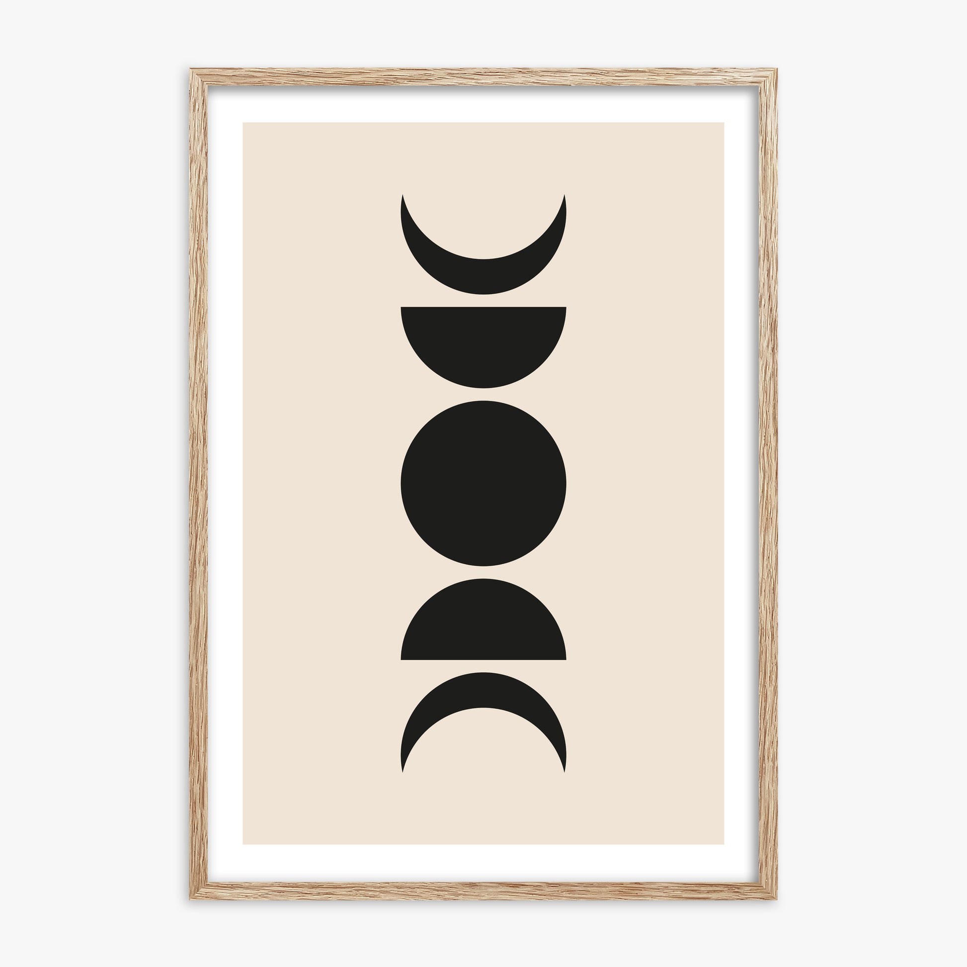 Lunar Phases, 70x100cm Framed Art Reproduction With Raw Oak Frame