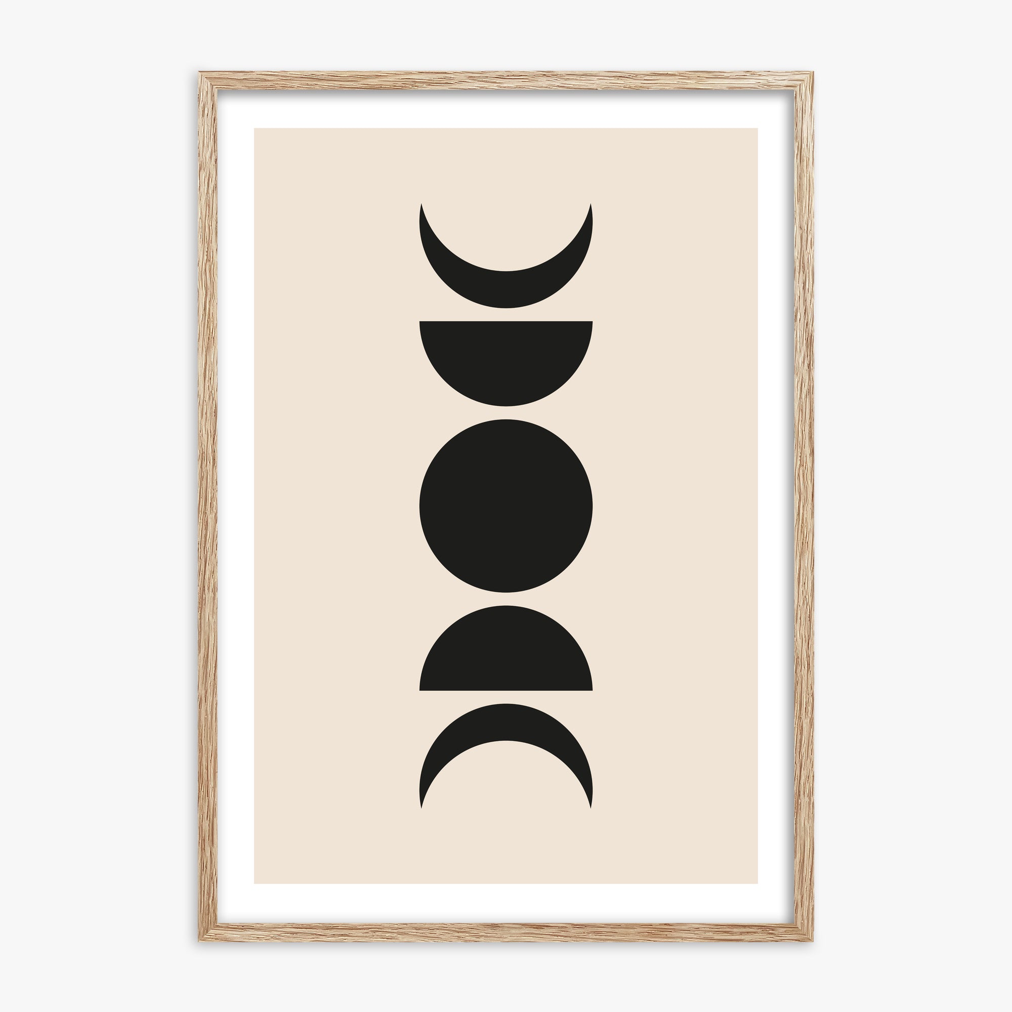 Lunar Phases, 70x100cm Framed Art Reproduction With Raw Oak Frame