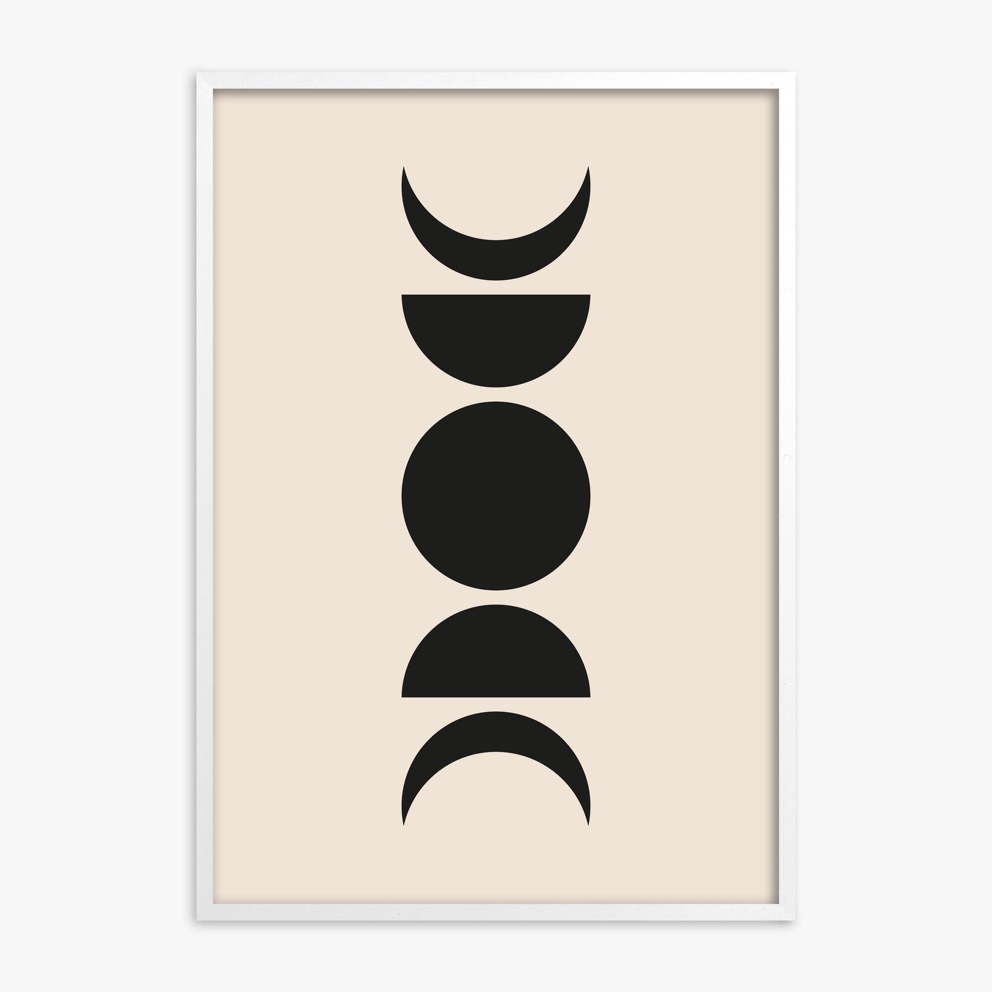 Lunar Phases, White Framed Poster With White Frame