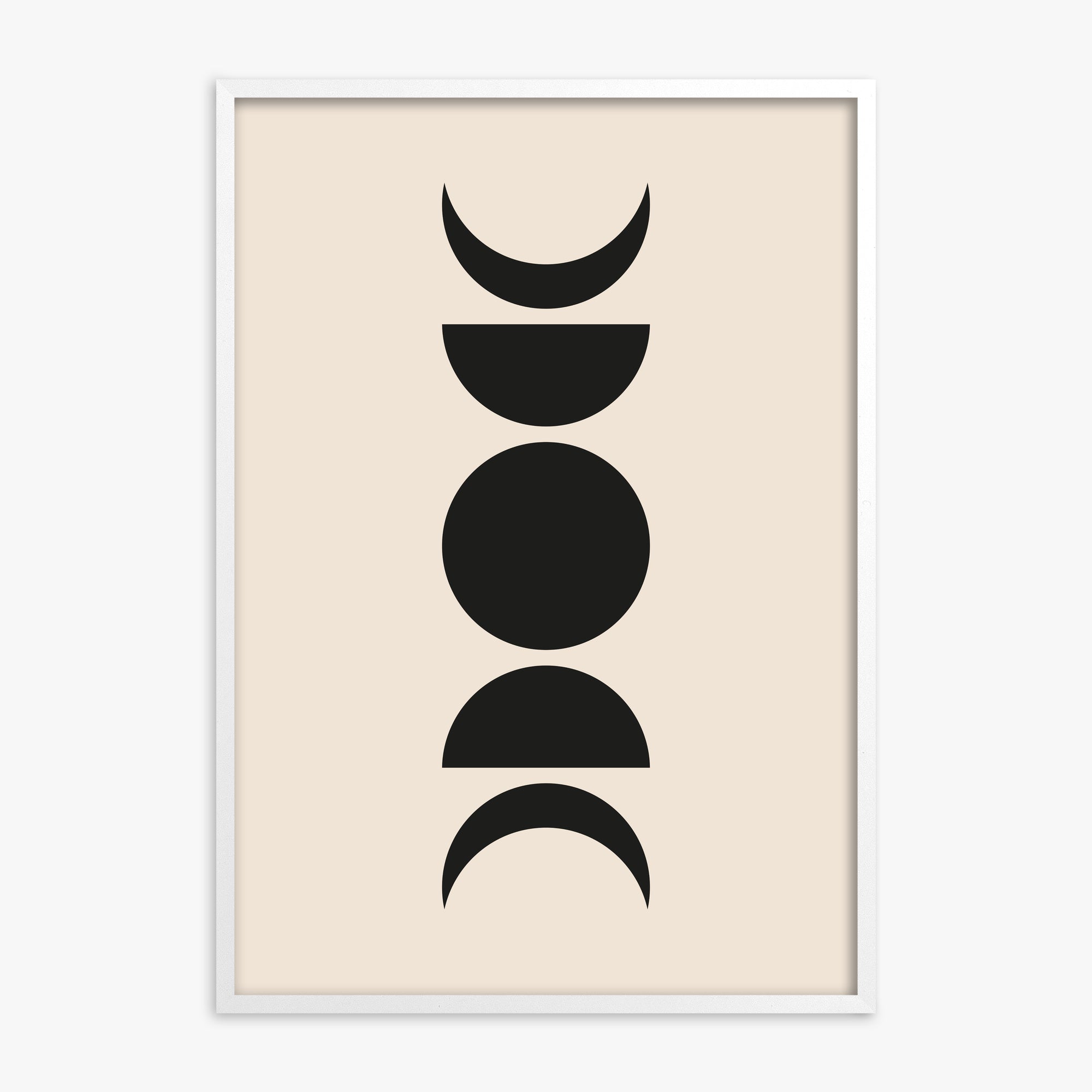Lunar Phases, White Framed Poster With White Frame