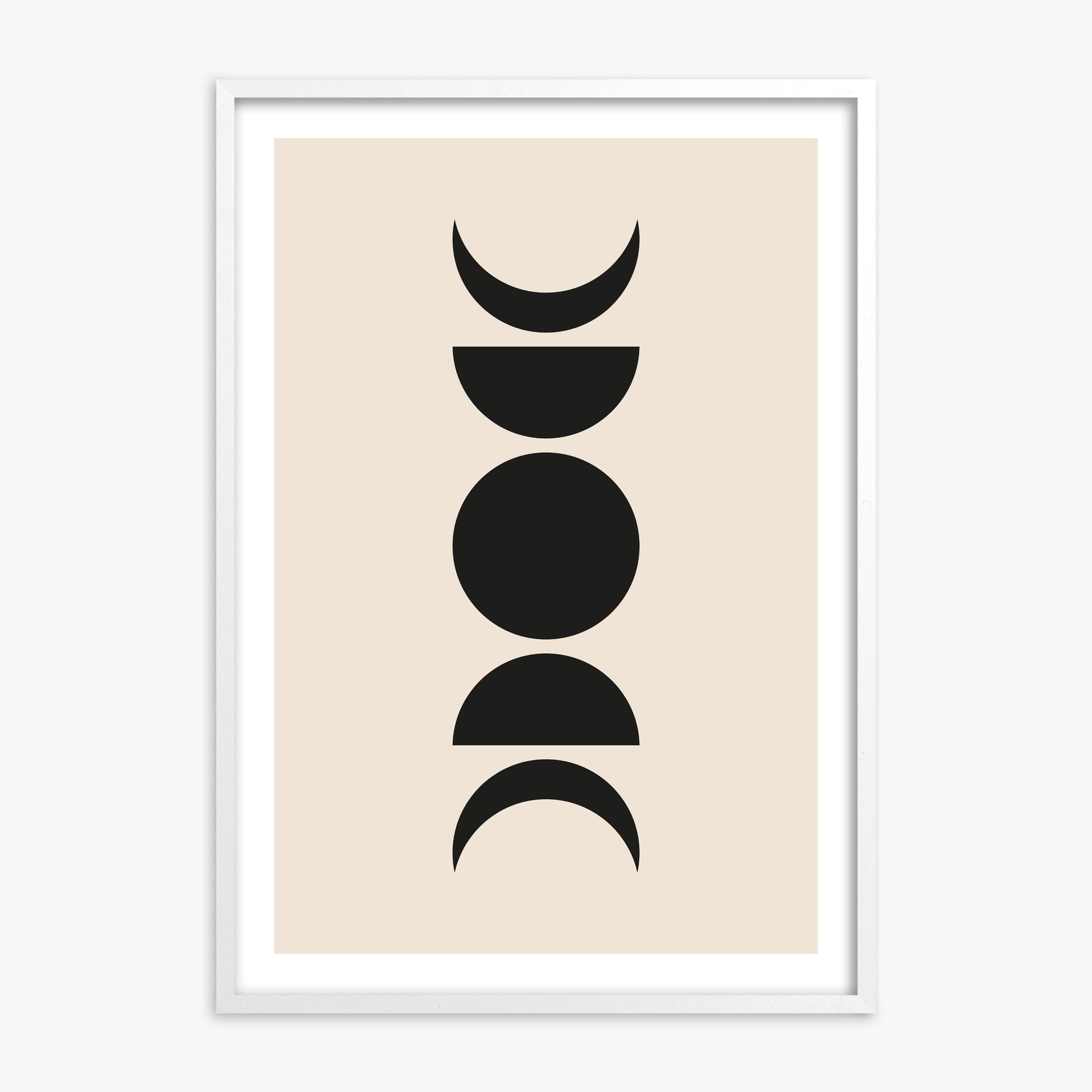 Lunar Phases, White Framed Poster With White Frame