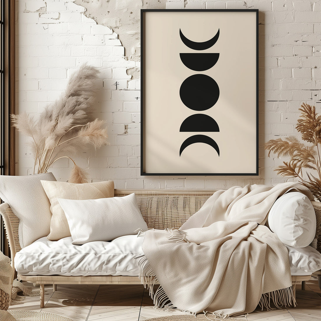 Lunar Phases, 50x70cm Framed Poster With Black Frame