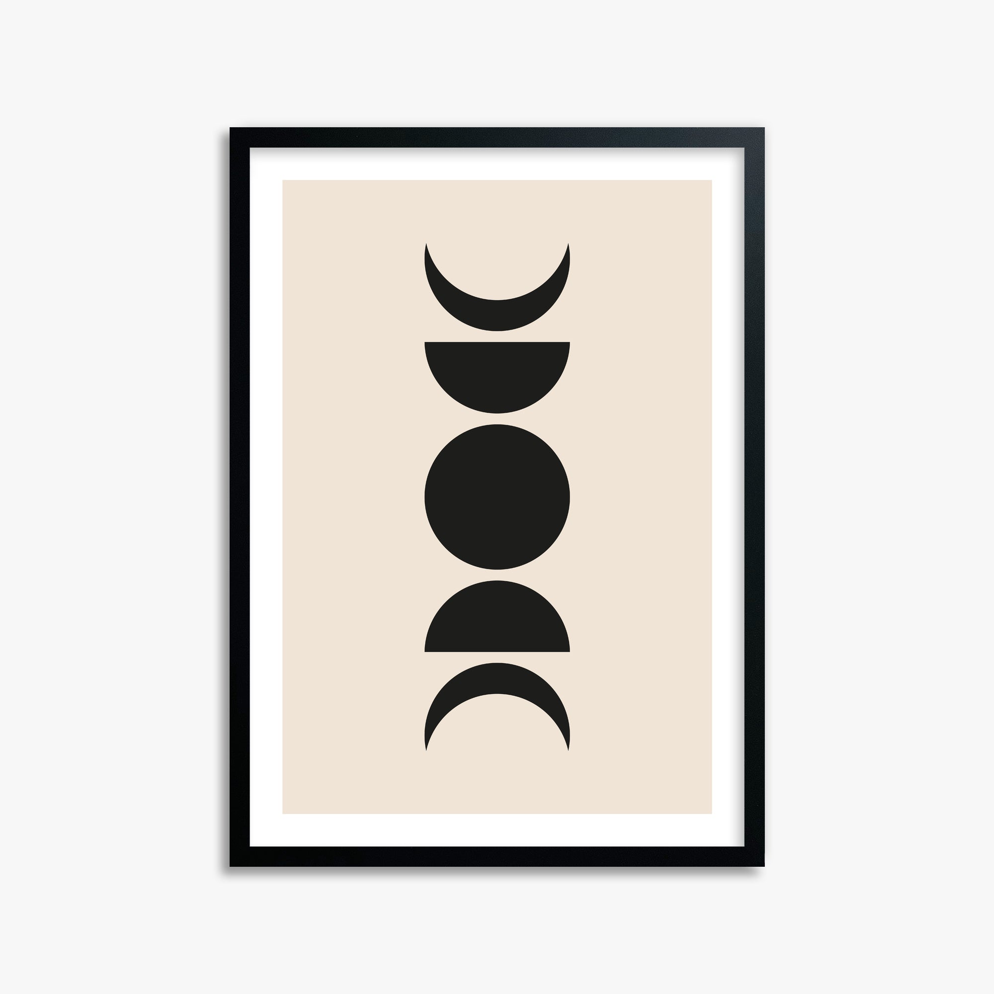 Lunar Phases, 50x70cm Black Framed Art Reproduction