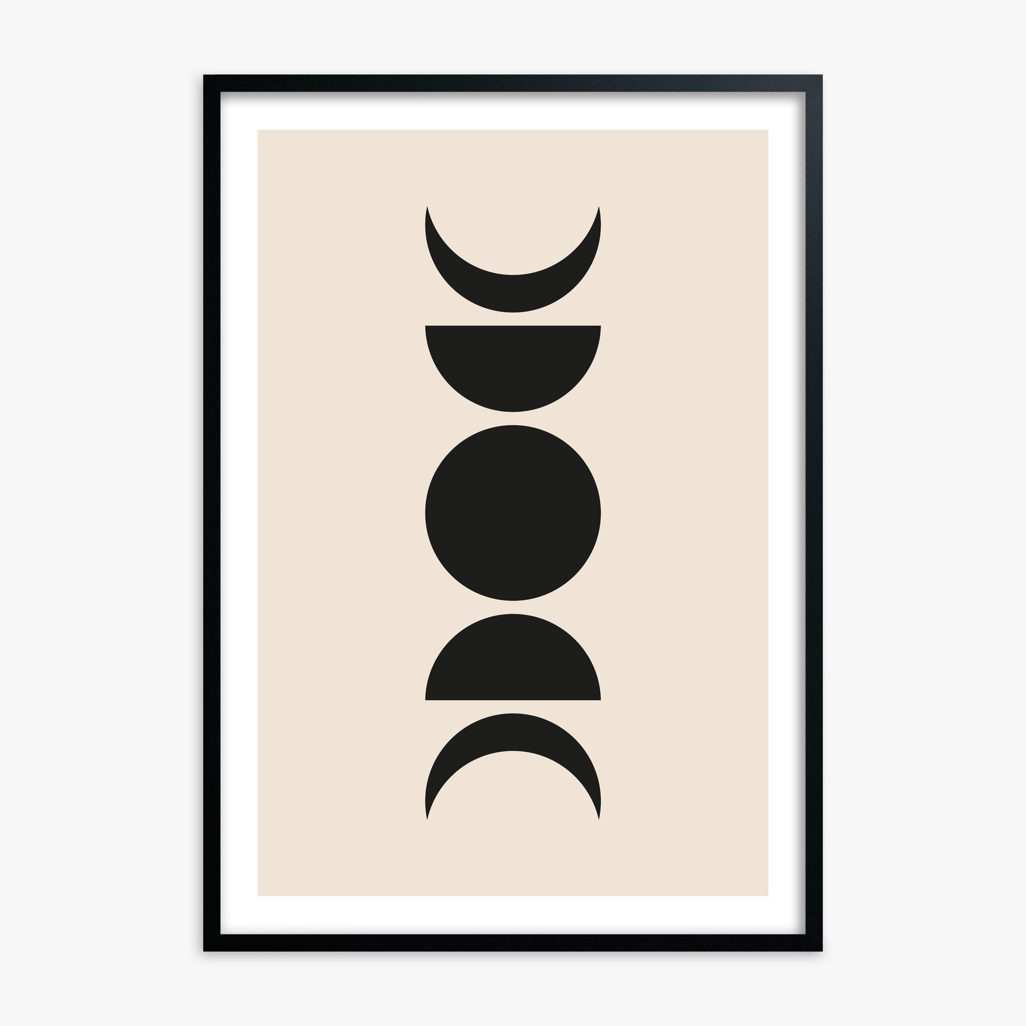 Lunar Phases, 70x100cm Black Framed Art Reproduction