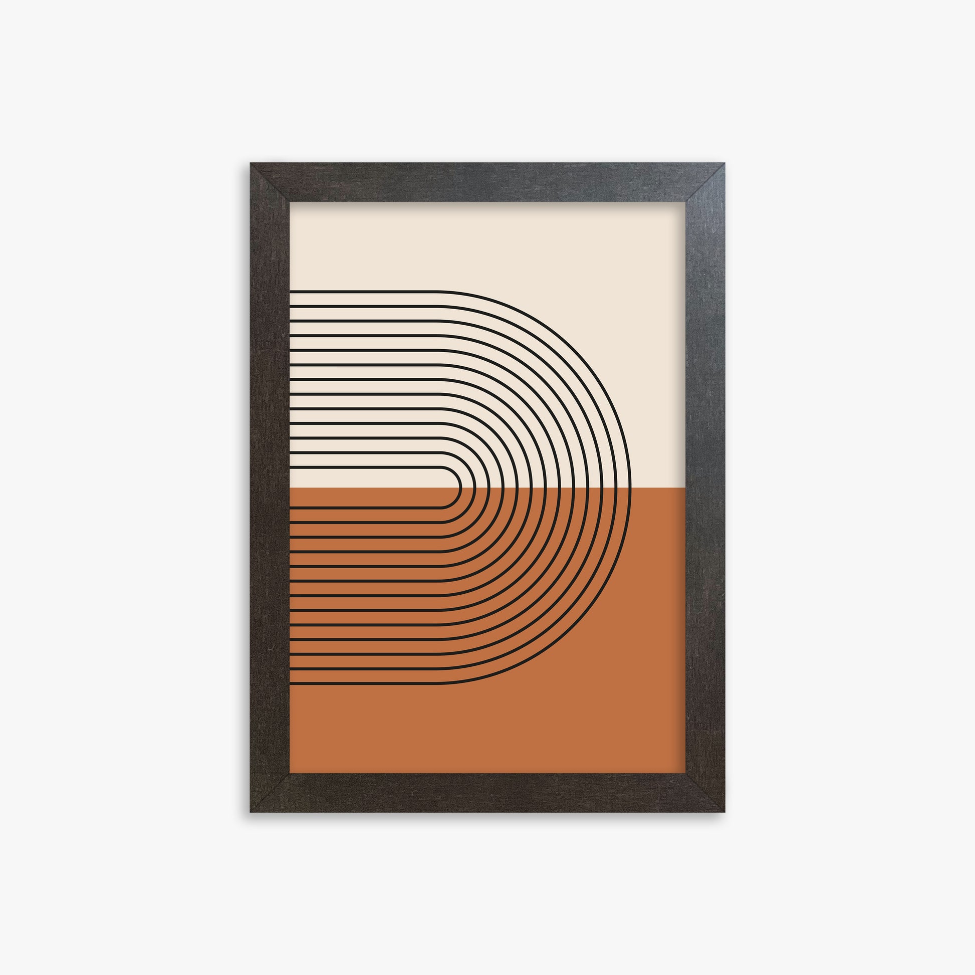 Terracotta Curves, 21x30cm Framed Art Reproduction With Espresso Frame