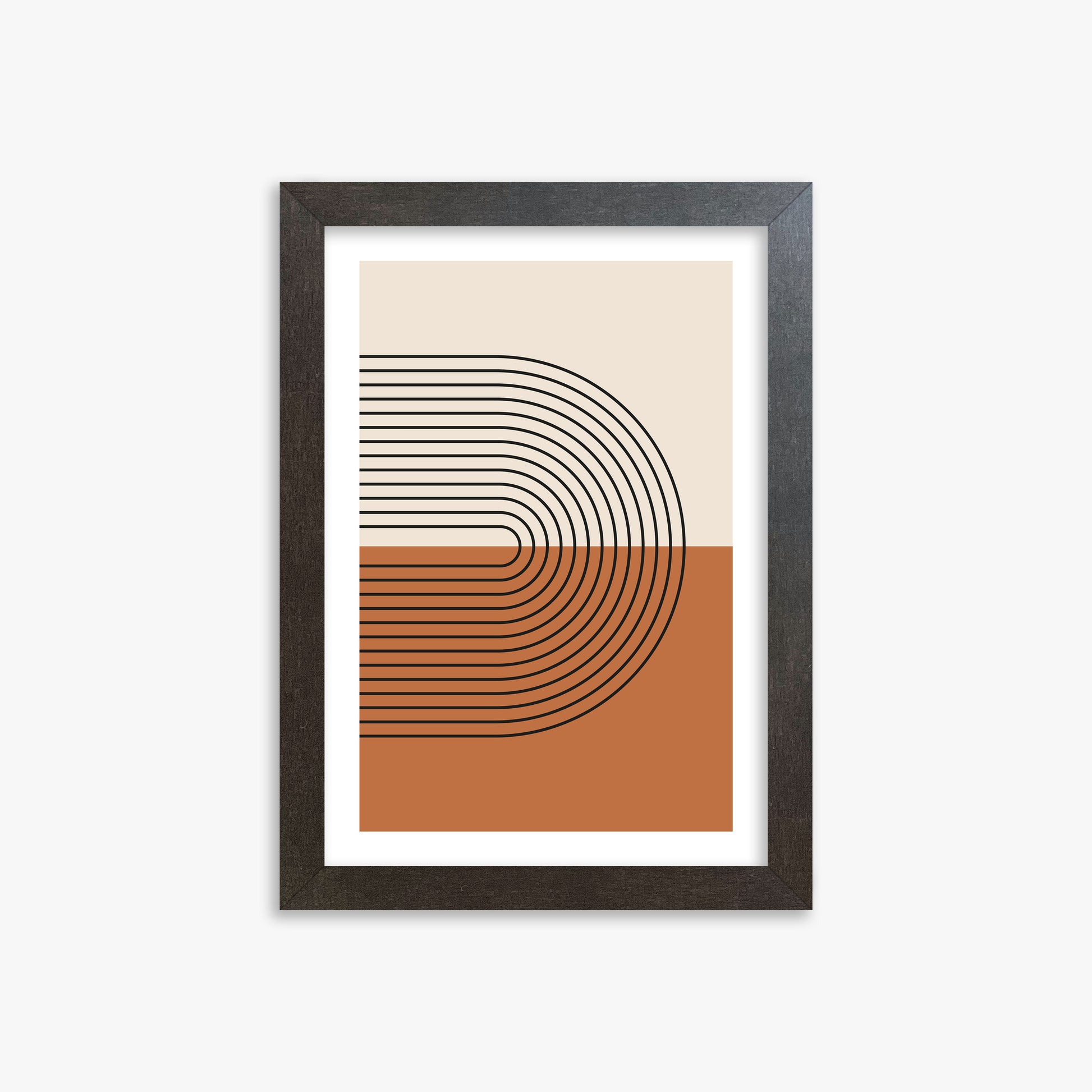 Terracotta Curves, 21x30cm Framed Art Reproduction With Espresso Frame