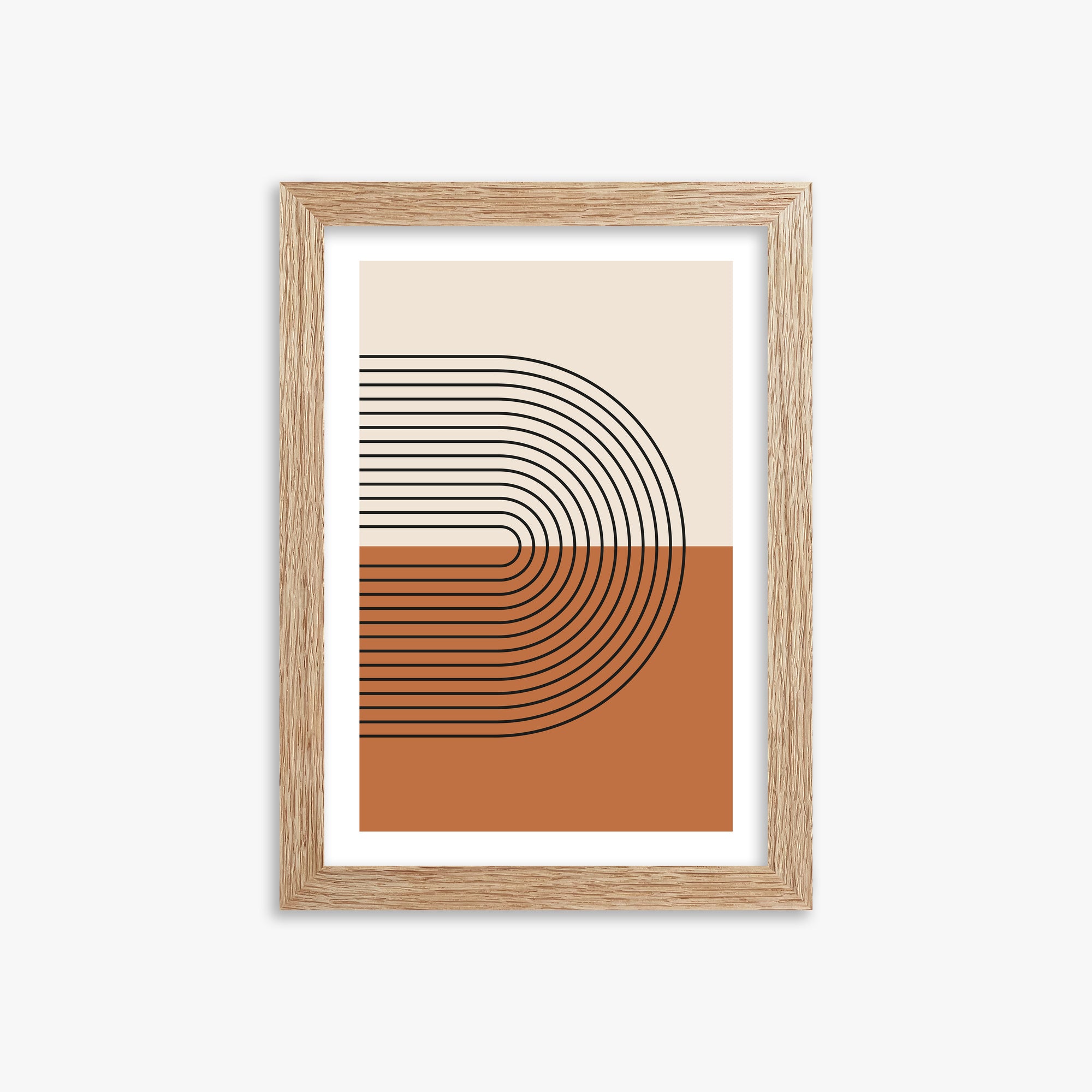 Terracotta Curves, 21x30cm Framed Art Reproduction With Raw Oak Frame