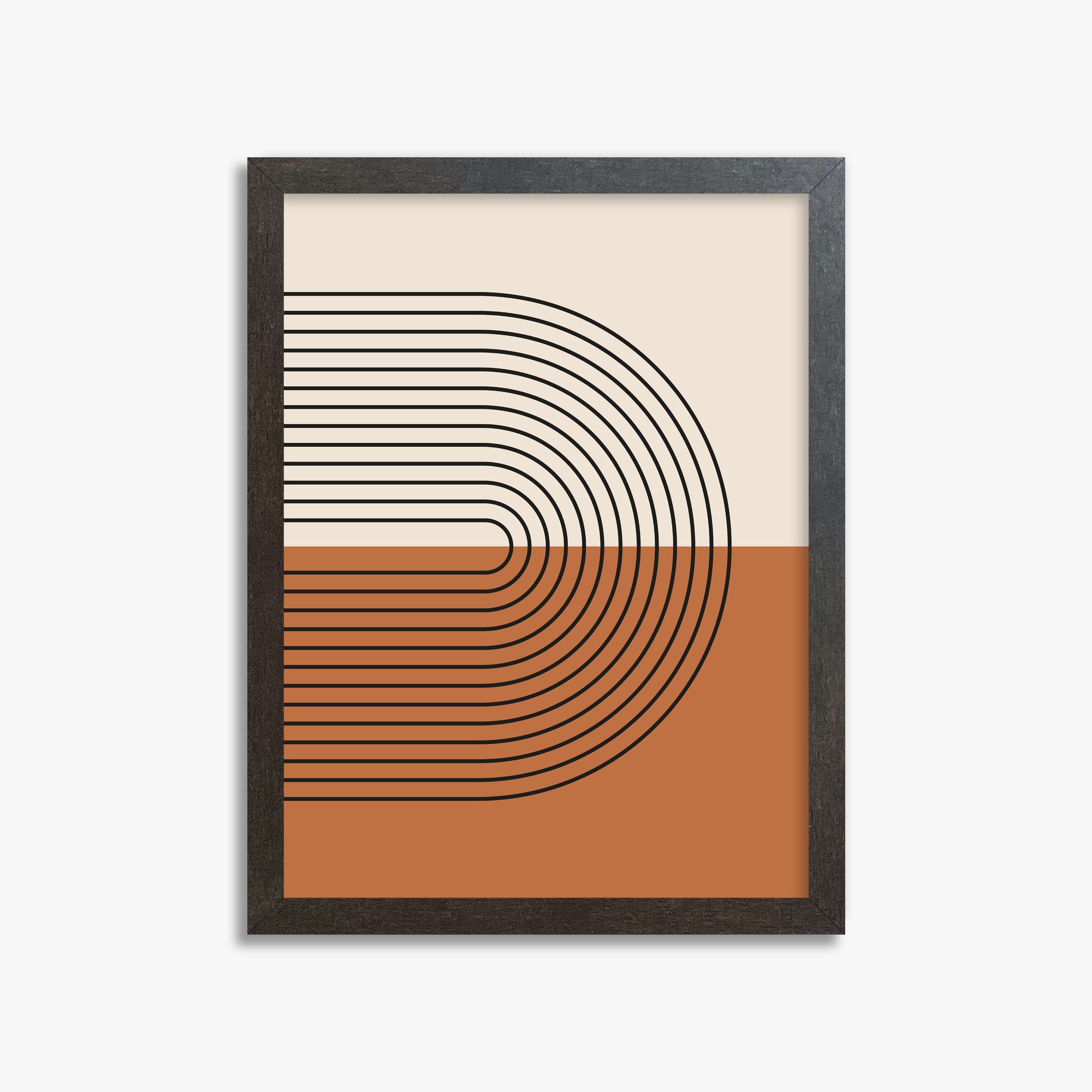 Terracotta Curves, 30x40cm Framed Art Reproduction With Espresso Frame