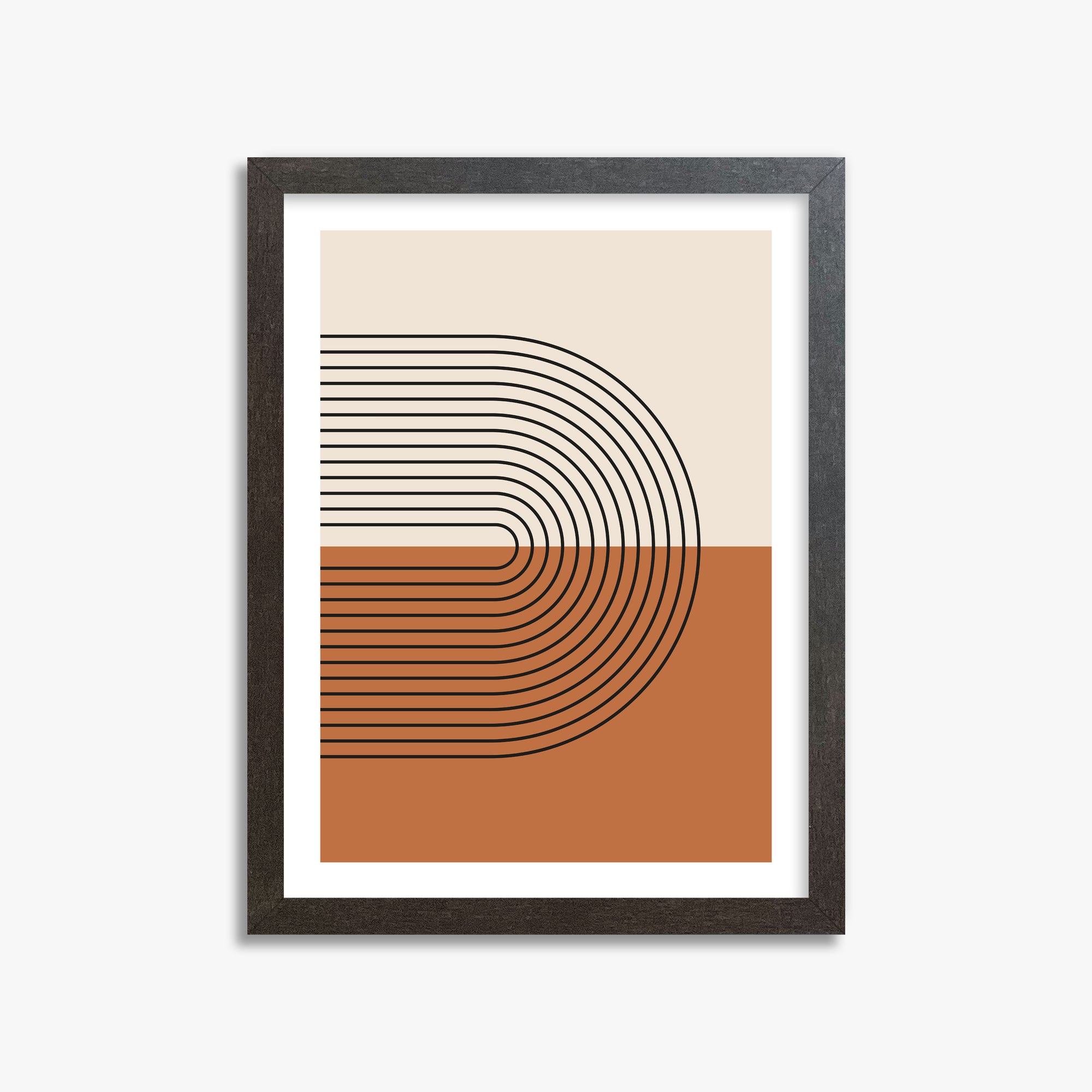 Terracotta Curves, 30x40cm Framed Art Reproduction With Espresso Frame