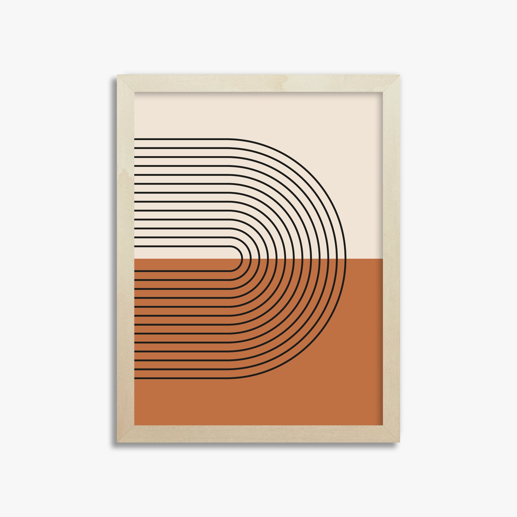 Terracotta Curves, 30x40cm Framed Art Reproduction With Lime Wood Frame