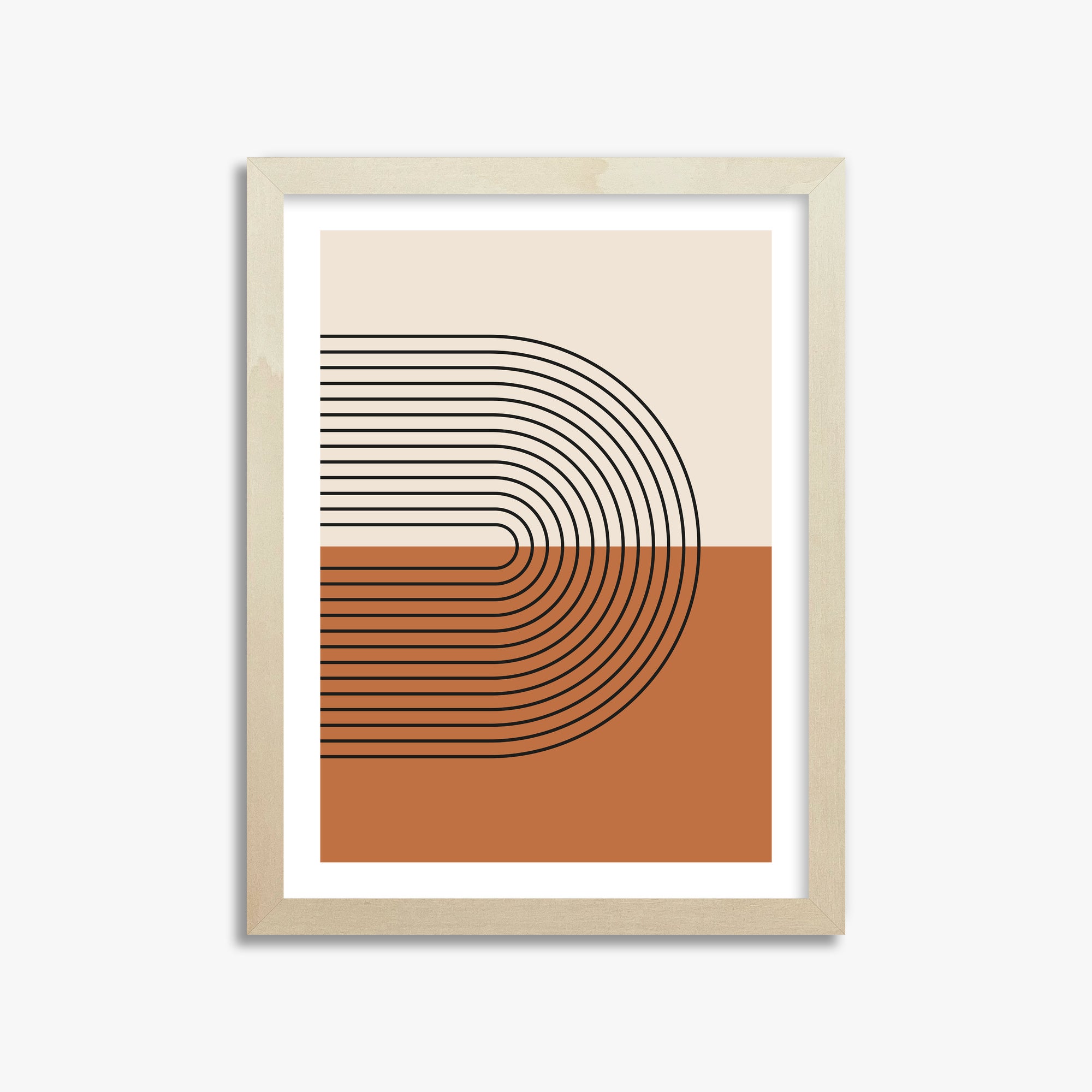 Terracotta Curves, 30x40cm Framed Art Reproduction With Lime Wood Frame