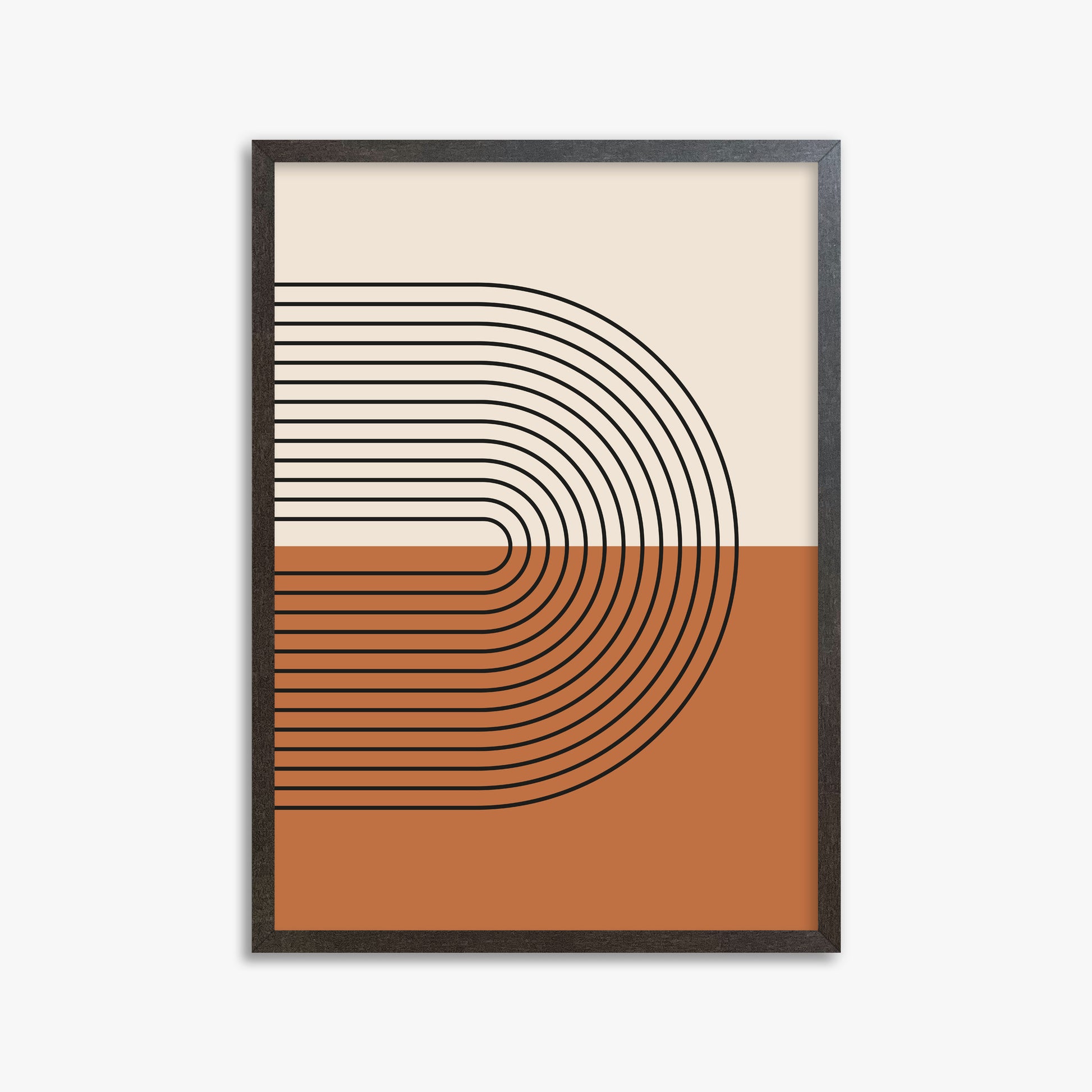 Terracotta Curves, 50x70cm Framed Art Reproduction With Espresso Frame