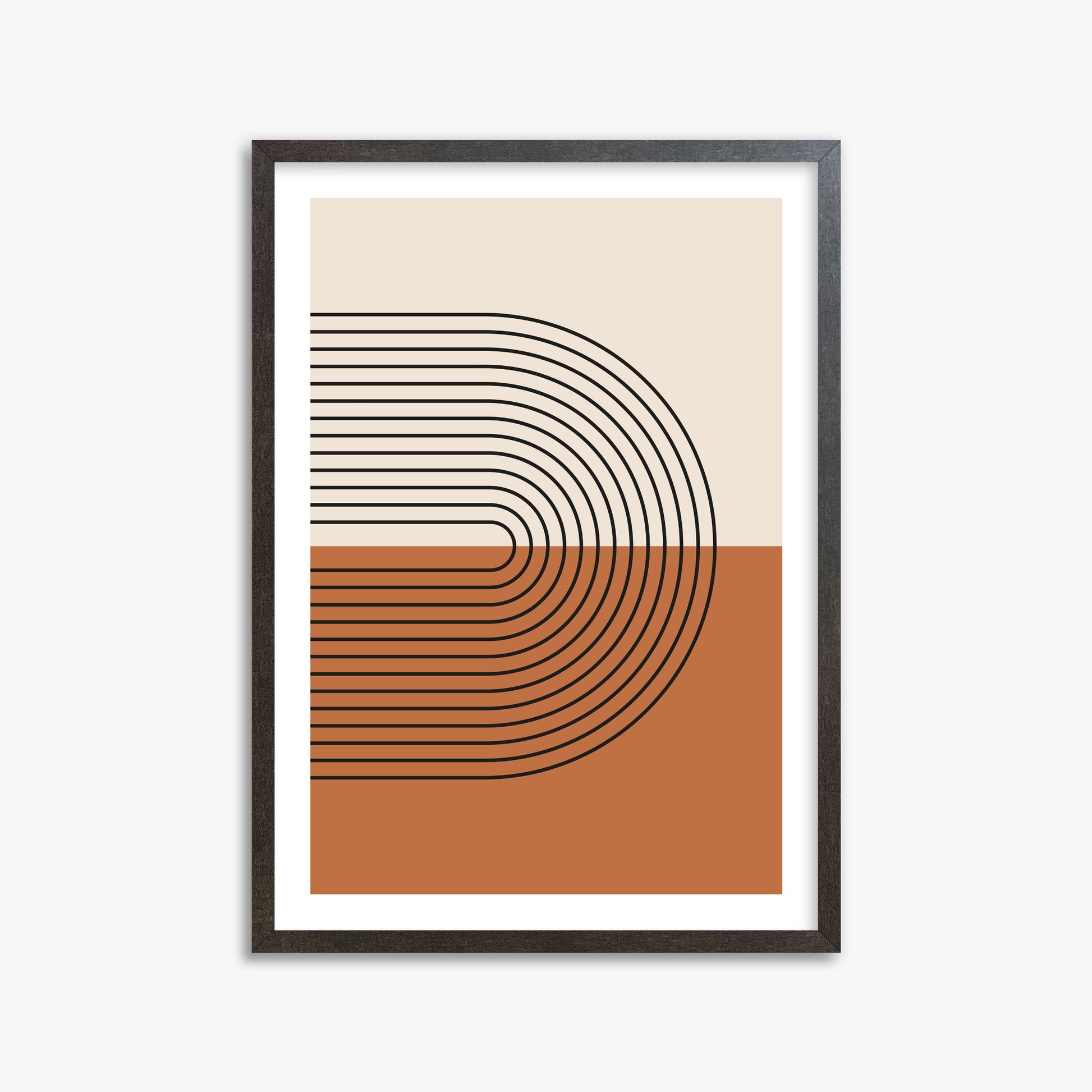 Terracotta Curves, 50x70cm Framed Art Reproduction With Espresso Frame