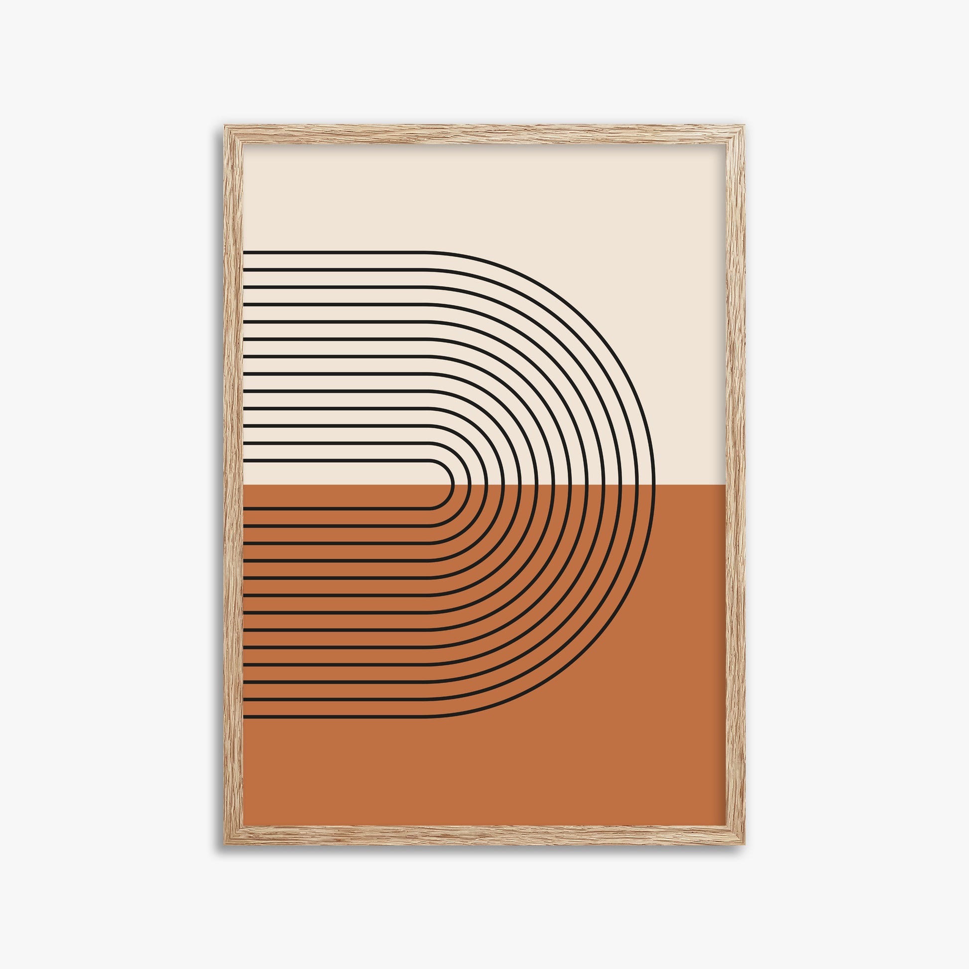 Terracotta Curves, 50x70cm Framed Art Reproduction With Raw Oak Frame