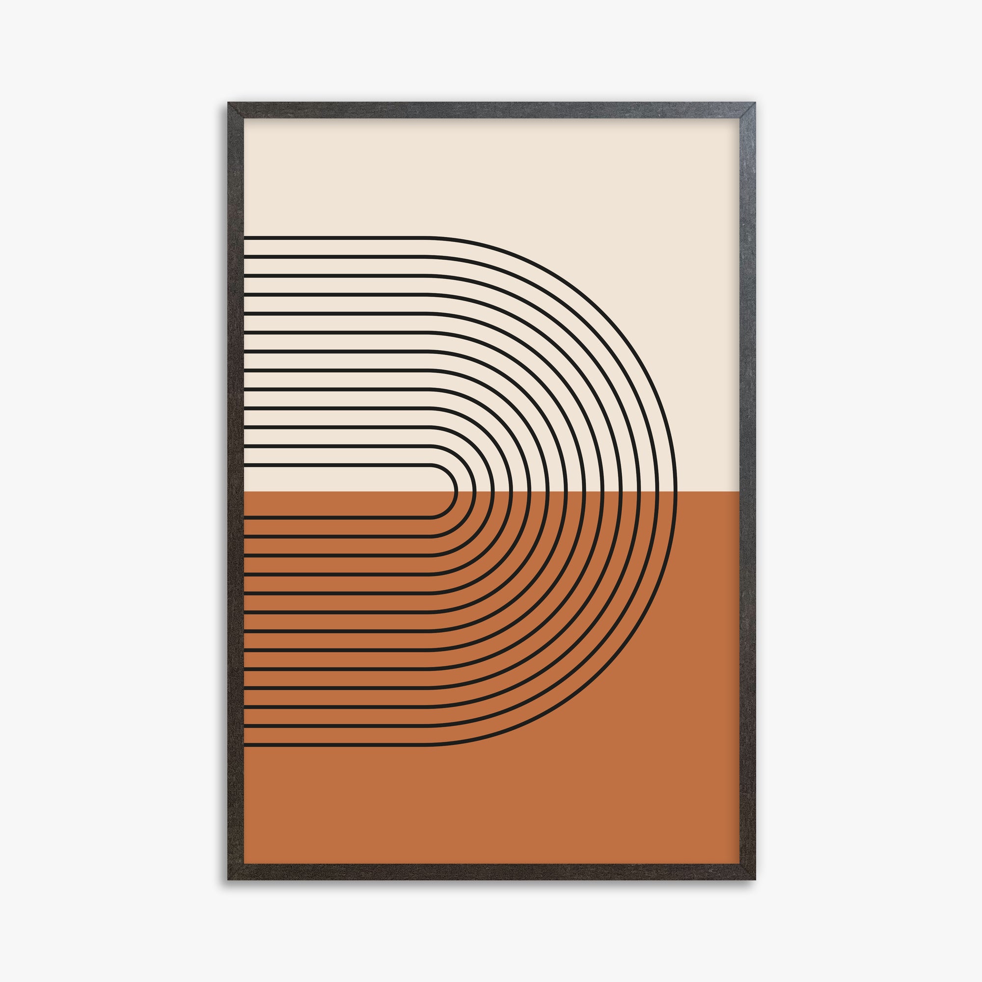 Terracotta Curves, 61x91cm Framed Art Reproduction With Espresso Frame