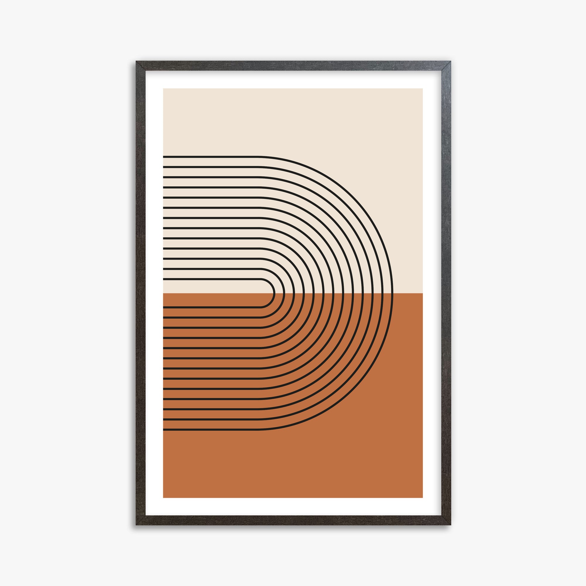 Terracotta Curves, 61x91cm Framed Art Reproduction With Espresso Frame