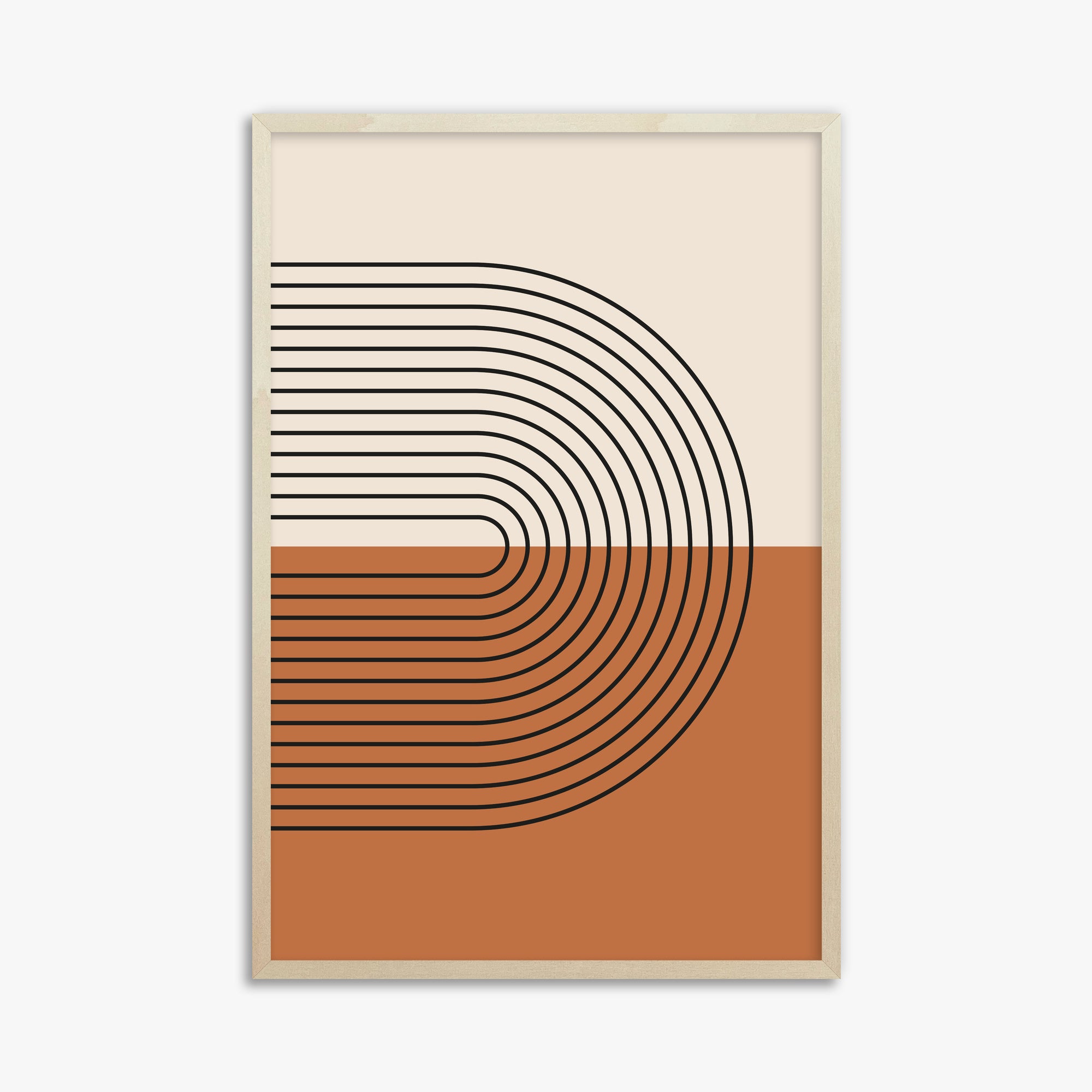 Terracotta Curves, 61x91cm Framed Art Reproduction With Lime Wood Frame