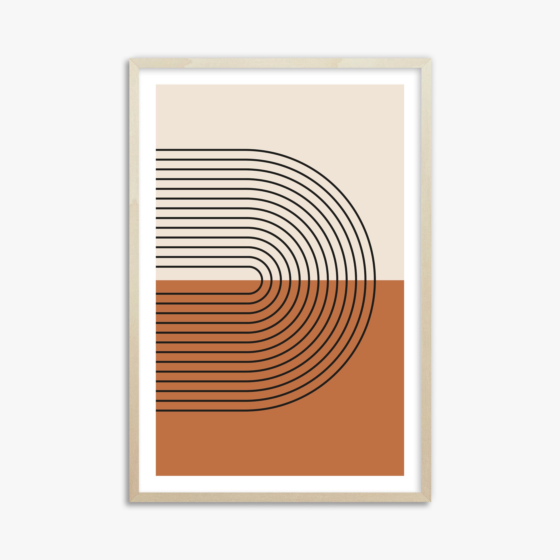 Terracotta Curves, 61x91cm Framed Art Reproduction With Lime Wood Frame