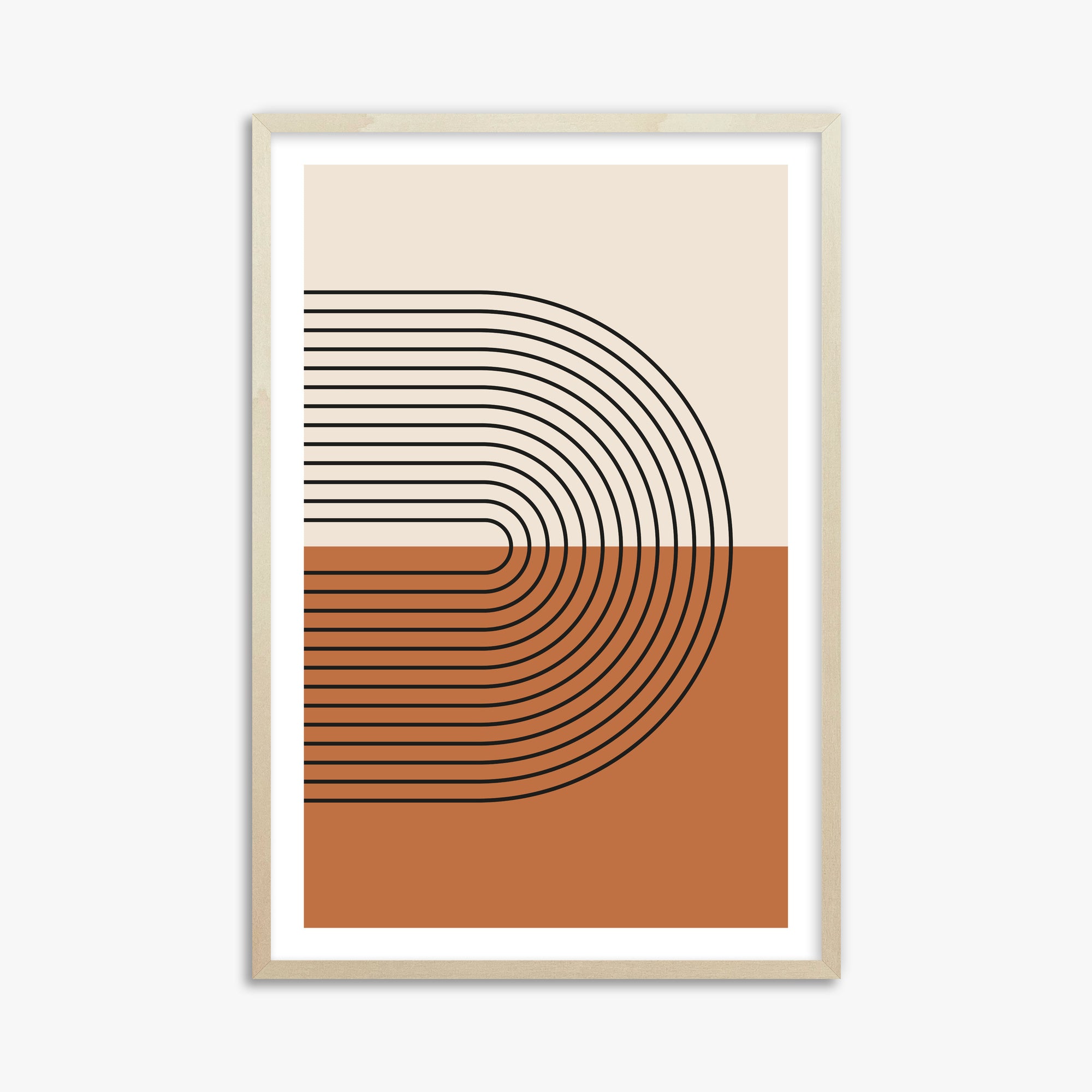 Terracotta Curves, 61x91cm Framed Art Reproduction With Lime Wood Frame