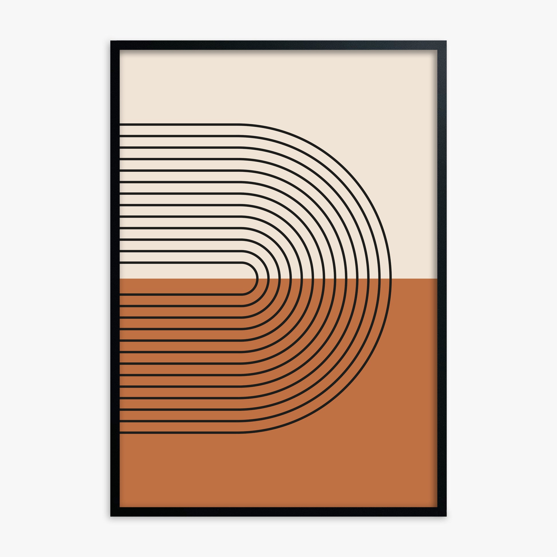 Terracotta Curves, Black Framed Poster With Black Frame