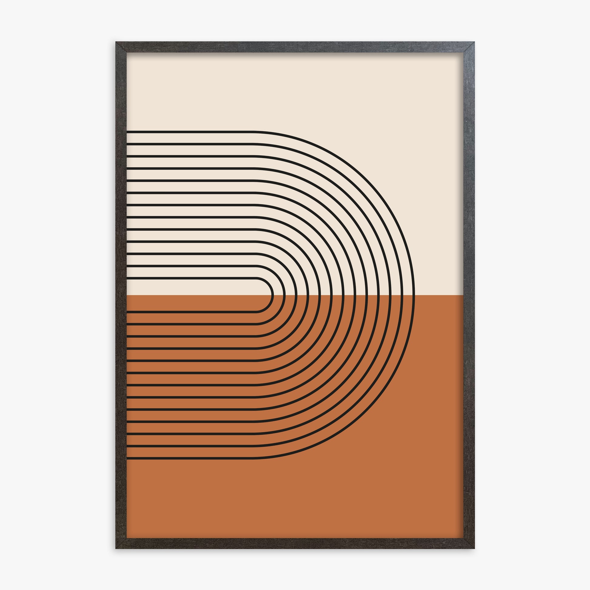 Terracotta Curves, 70x100cm Framed Art Reproduction With Espresso Frame