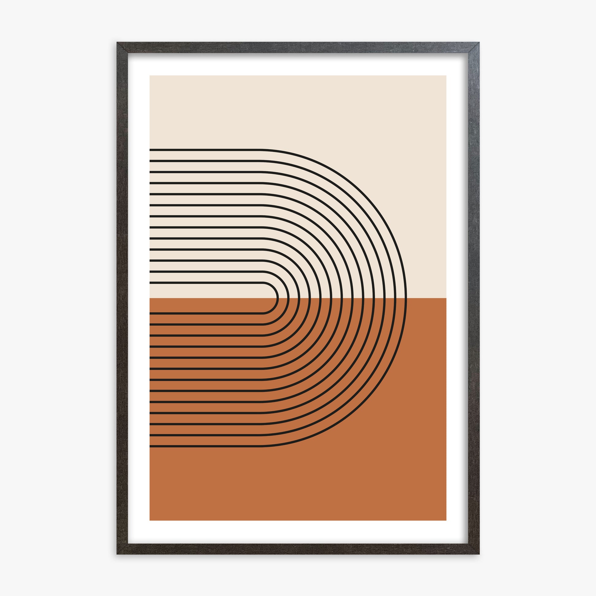 Terracotta Curves, 70x100cm Framed Art Reproduction With Espresso Frame
